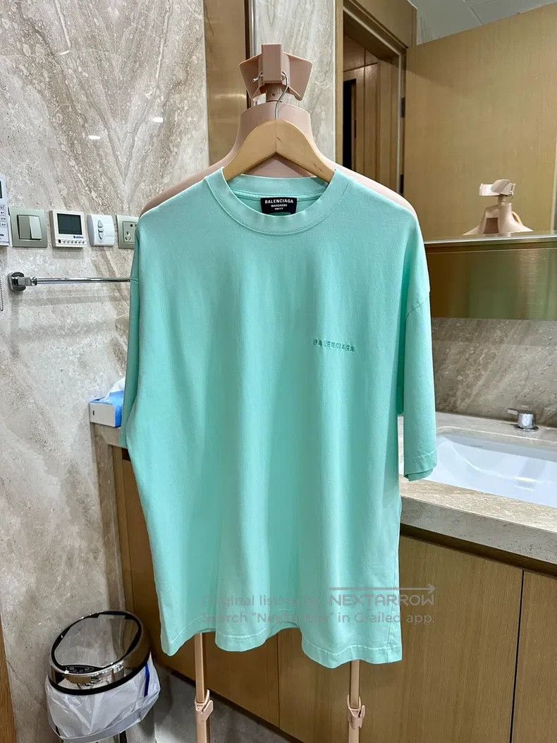 Balenciaga Balenciaga Mint Green Embroidered Logo Short Sleeve T-Shir Size US S / EU 44-46 / 1 - 2 Thumbnail