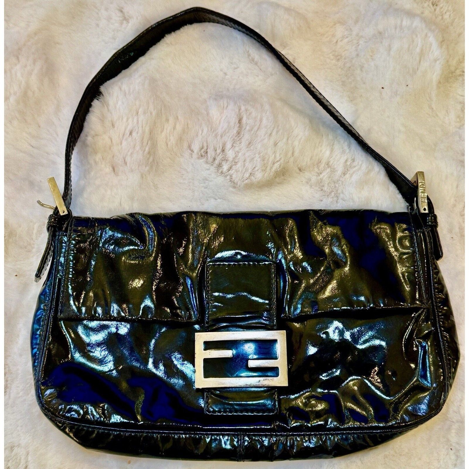 Fendi Vintage Rare Black Patent Leather FENDI BAGUETTE Handbag Size ONE SIZE - 17 Thumbnail