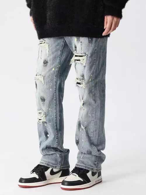 Jean Retro street wash patched ripped jeans Size US 32 / EU 48 - 4 Thumbnail