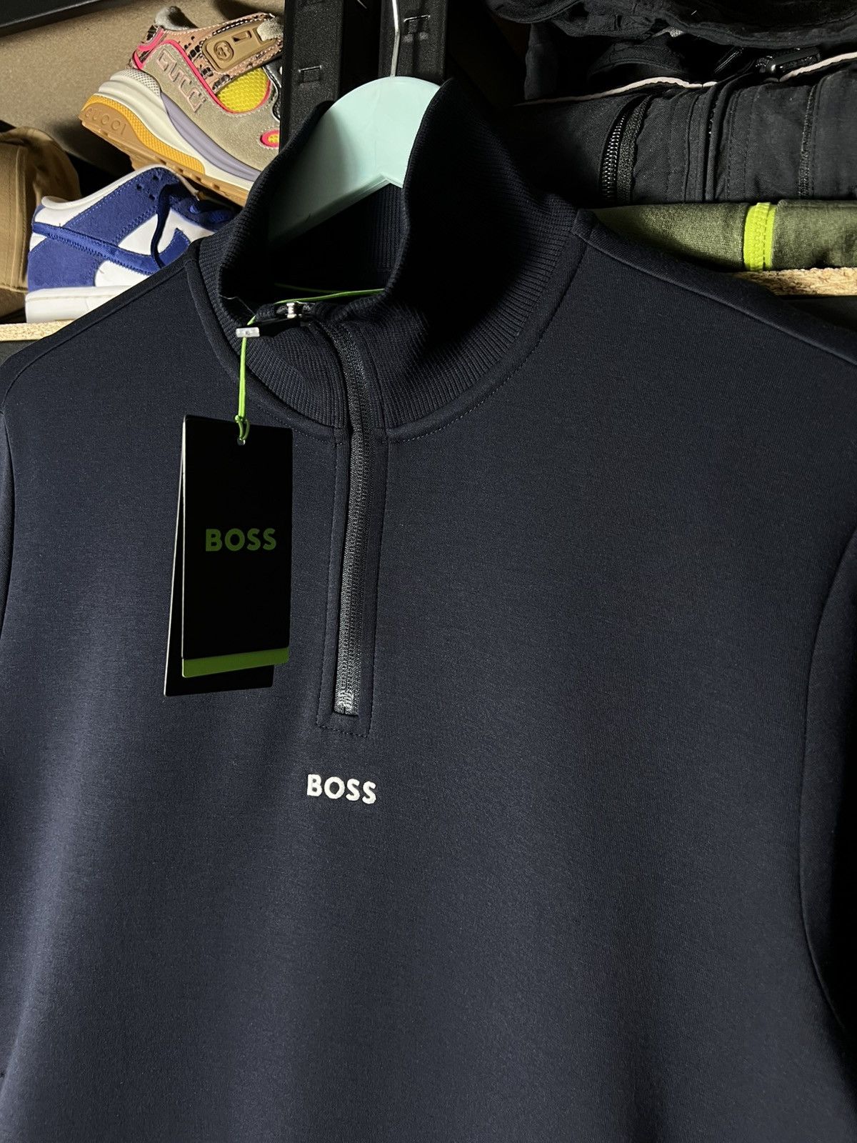 Hugo Boss 🖤 NWT BOSS Quarter 1/4 Zip Sweatshirt – Navy – Size M Size US M / EU 48-50 / 2 - 5 Thumbnail