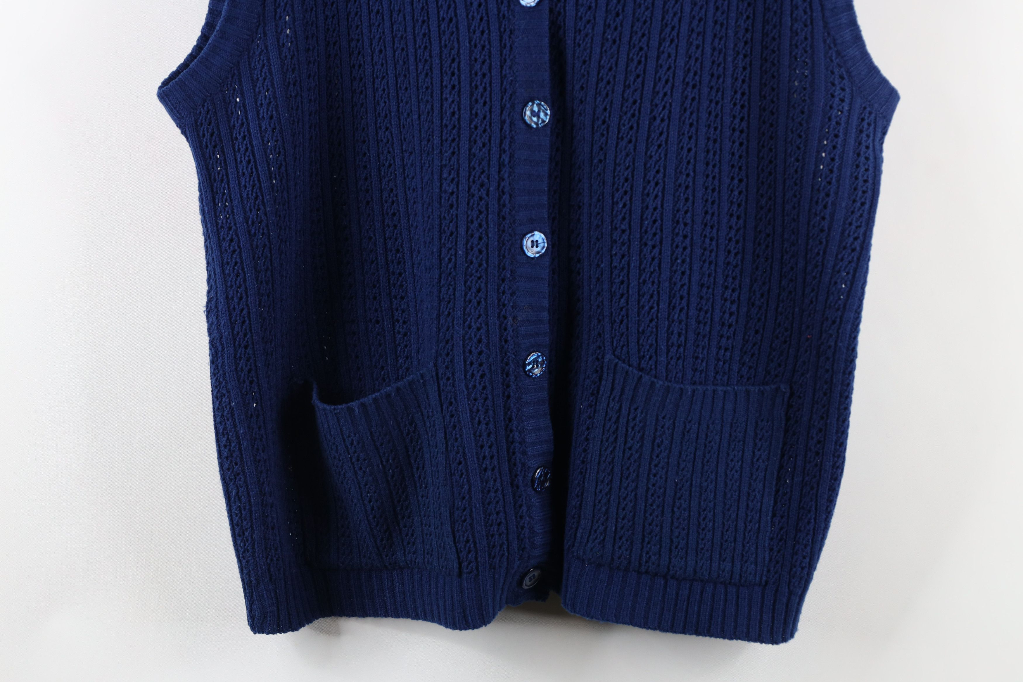 Vintage Vintage 70s Streetwear Ribbed Knit Cardigan Sweater Vest Size M / US 6-8 / IT 42-44 - 3 Thumbnail