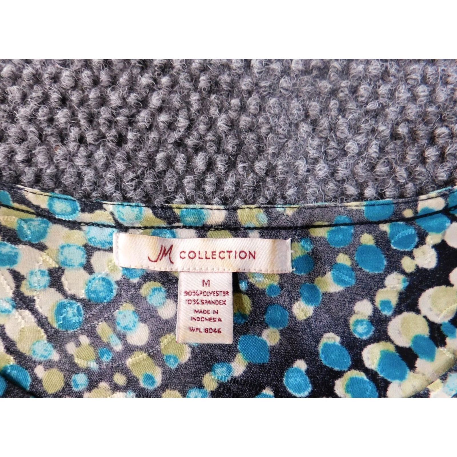 JM Collection JM Collection Blouse Shirt Womens Medium Blue Geometric Short Sleeve Round Neck Pullover Polyester Spandex Embroidered Casual Regular Vintage No Size M / US 6-8 / IT 42-44 - 7 Thumbnail