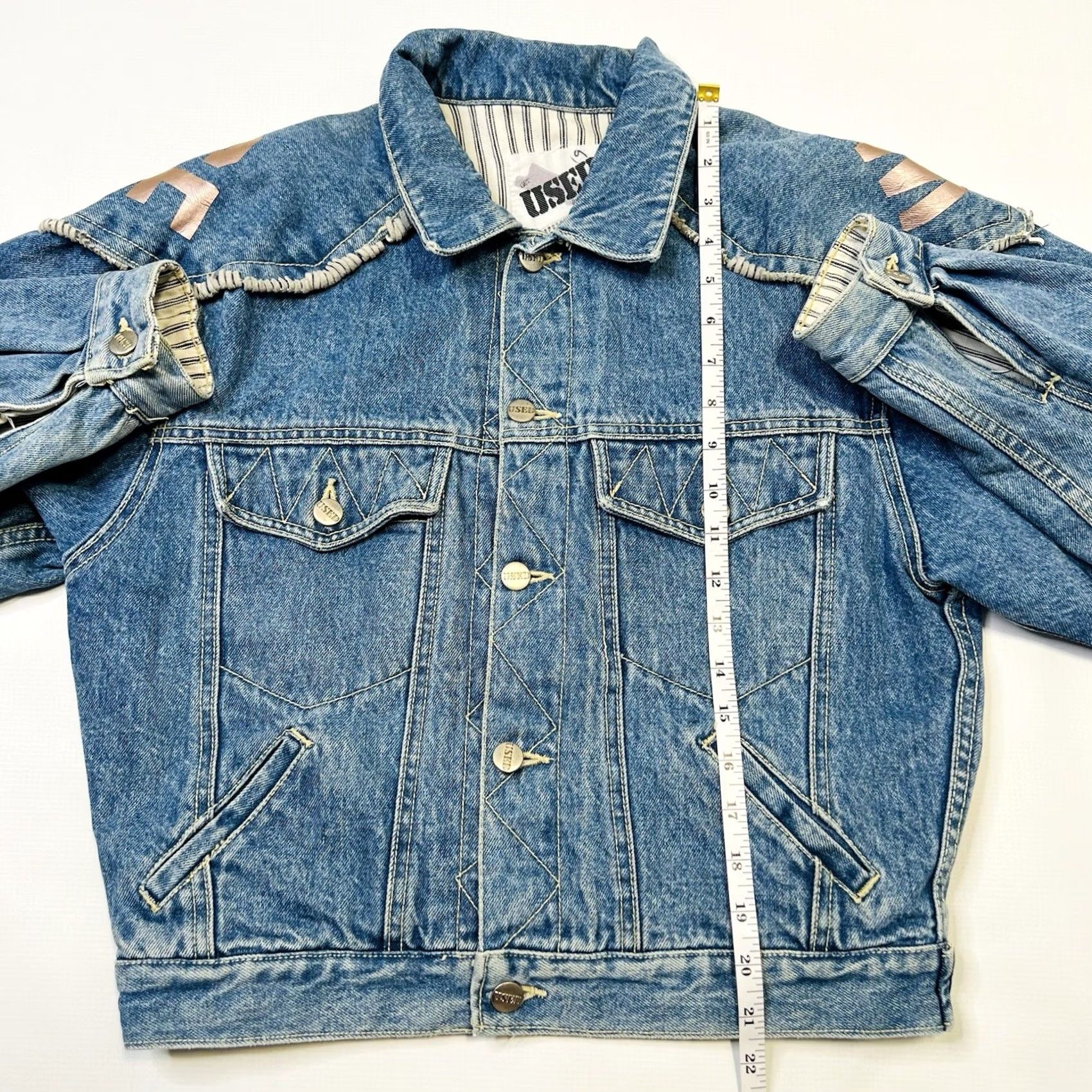 Denime VINTAGE Get Used by Elie Denim Jean Jacket Small Mens/Womens Blue Cotton 1980s Street Wear Jacket Size 28" / US 6 / IT 42 - 4 Thumbnail