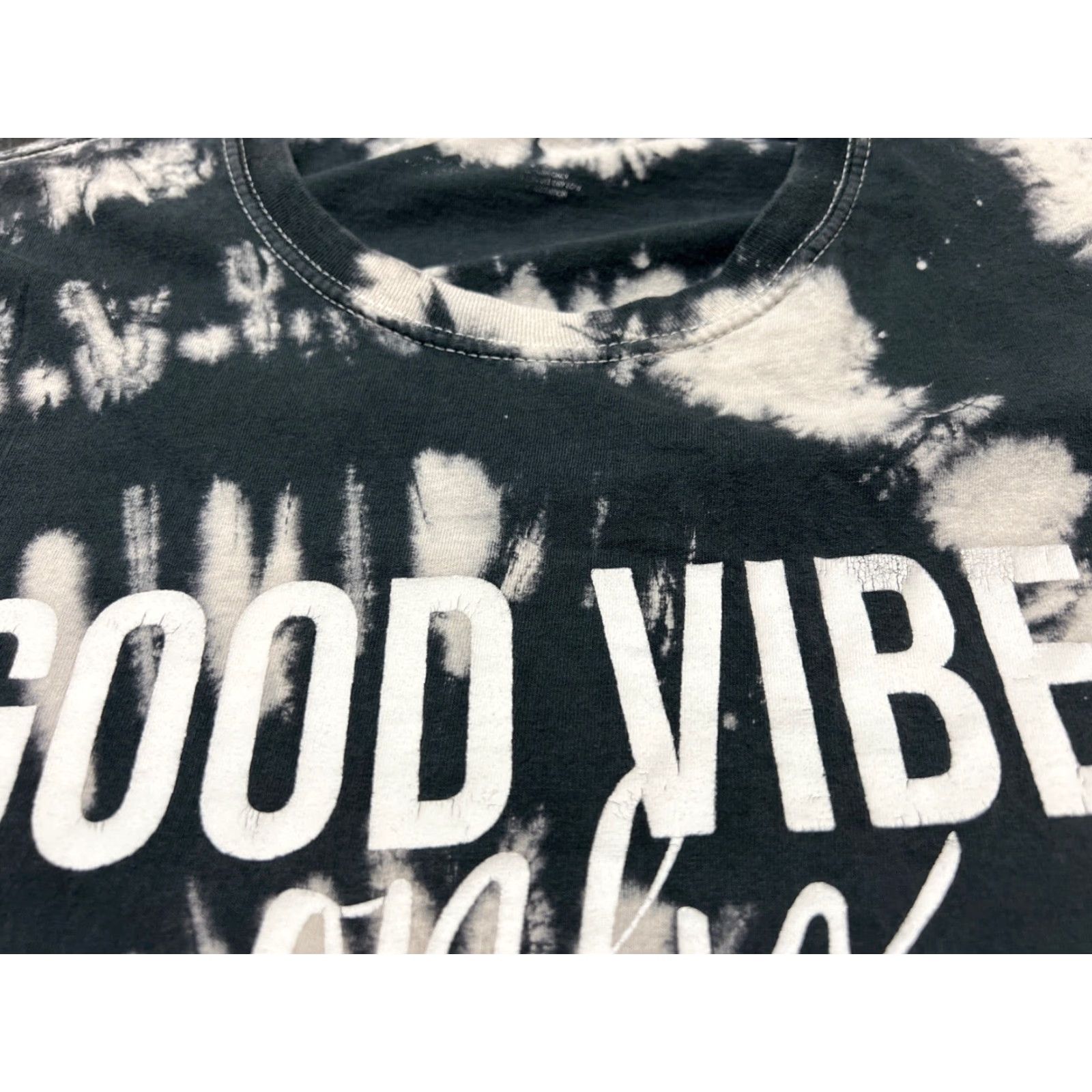 Fashion Nova Fashion Nova Women's XL T-Shirt Black & White Tie Dye Crew Neck Short Sleeve Logo Cotton All Seasons Size XL / US 12-14 / IT 48-50 - 6 Thumbnail