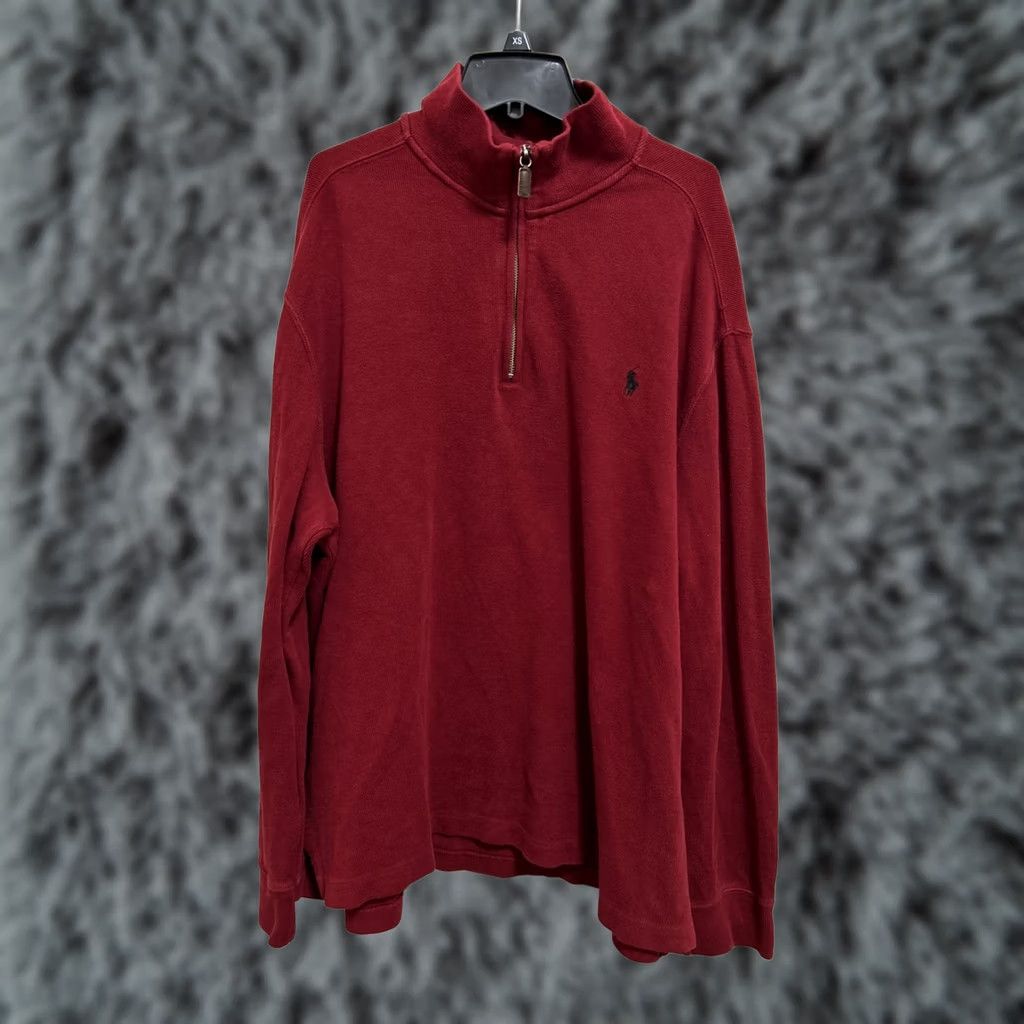 Ralph Lauren Polo Ralph Lauren Sweater Mens XL Red 1/4-Zip Pullover Cotton Rib-Knit Pony Embroidered Logo Vintage No Size US XL / EU 56 / 4 - 1 Thumbnail