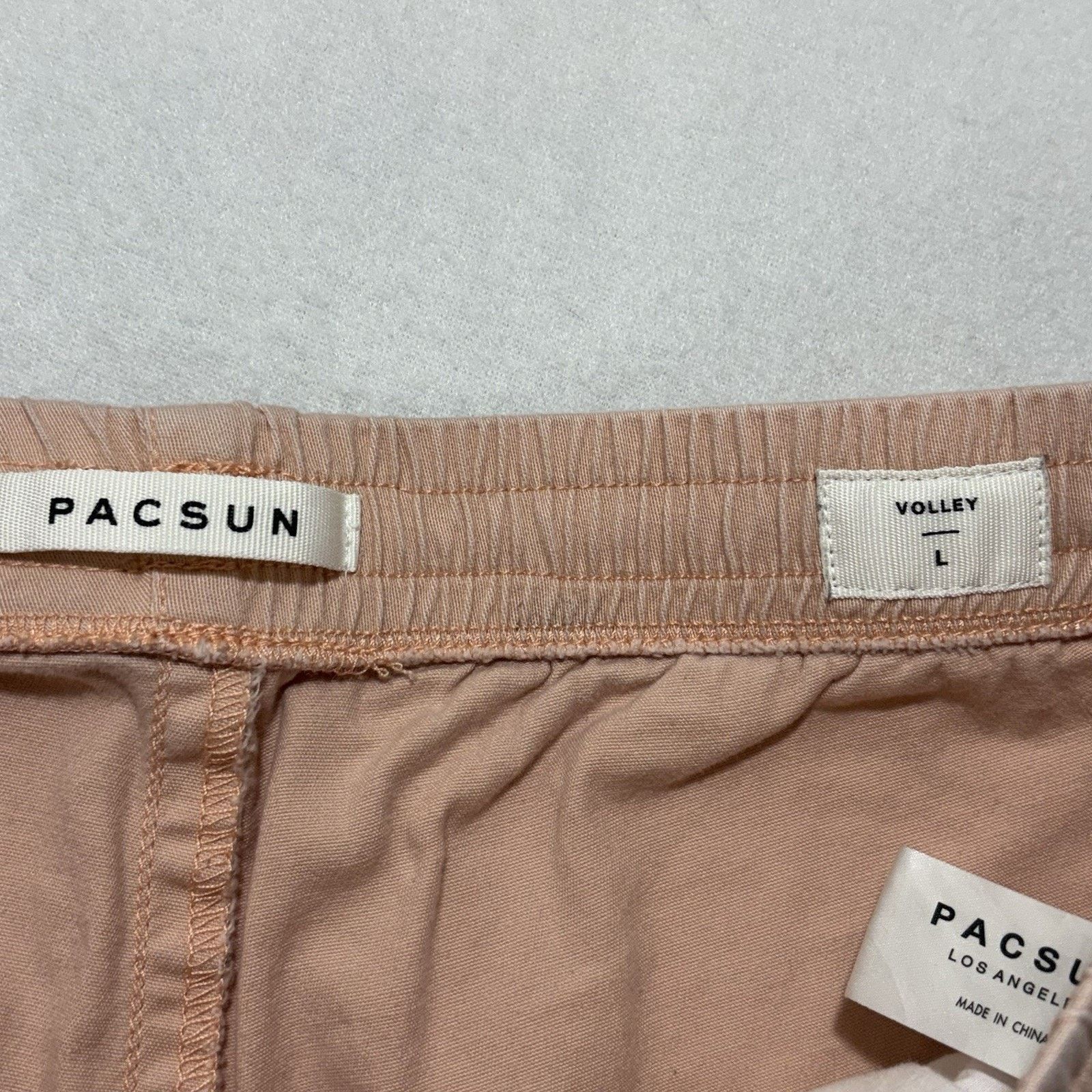 Pacsun Pacsun Large Cotton Textured Volley Shorts Drawstring Pink Size US 36 / EU 52 - 3 Thumbnail