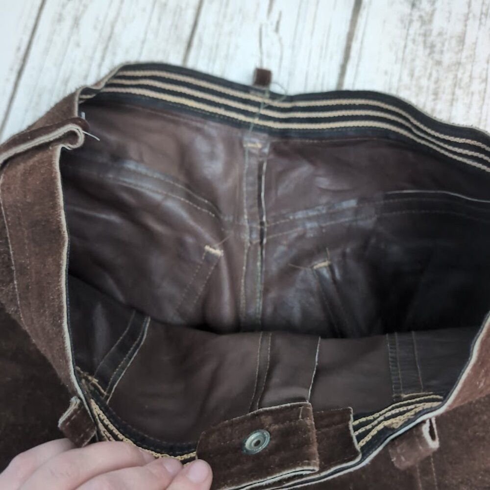 Other Vintage 1950's 1960's Brown Suede Leather Pants Size US 32 / EU 48 - 5 Thumbnail