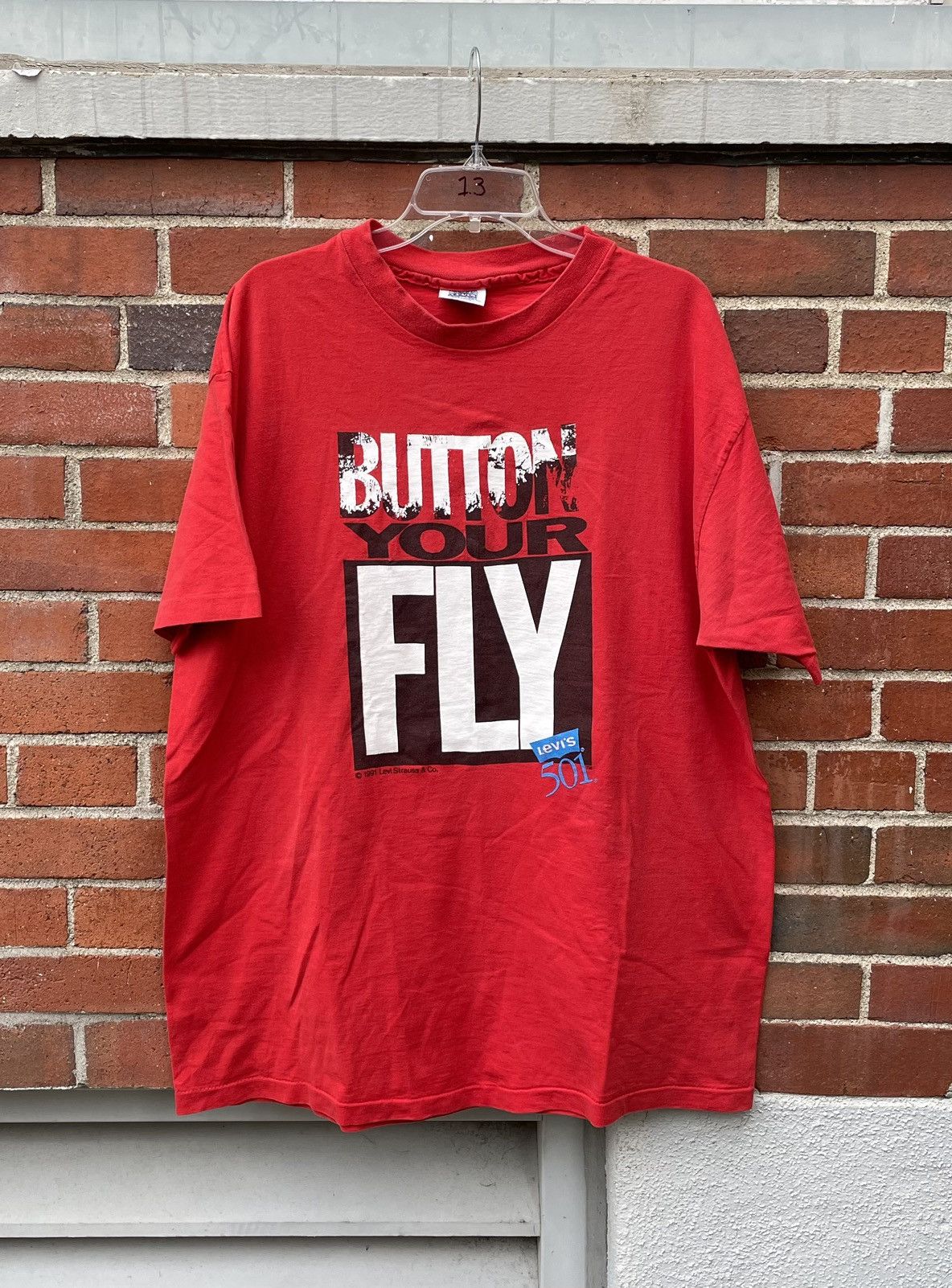 Levi's Vintage 1991 Levi’s 501 Button Your Fly Graphic T Shirt Size US XL / EU 56 / 4 - 1 Thumbnail