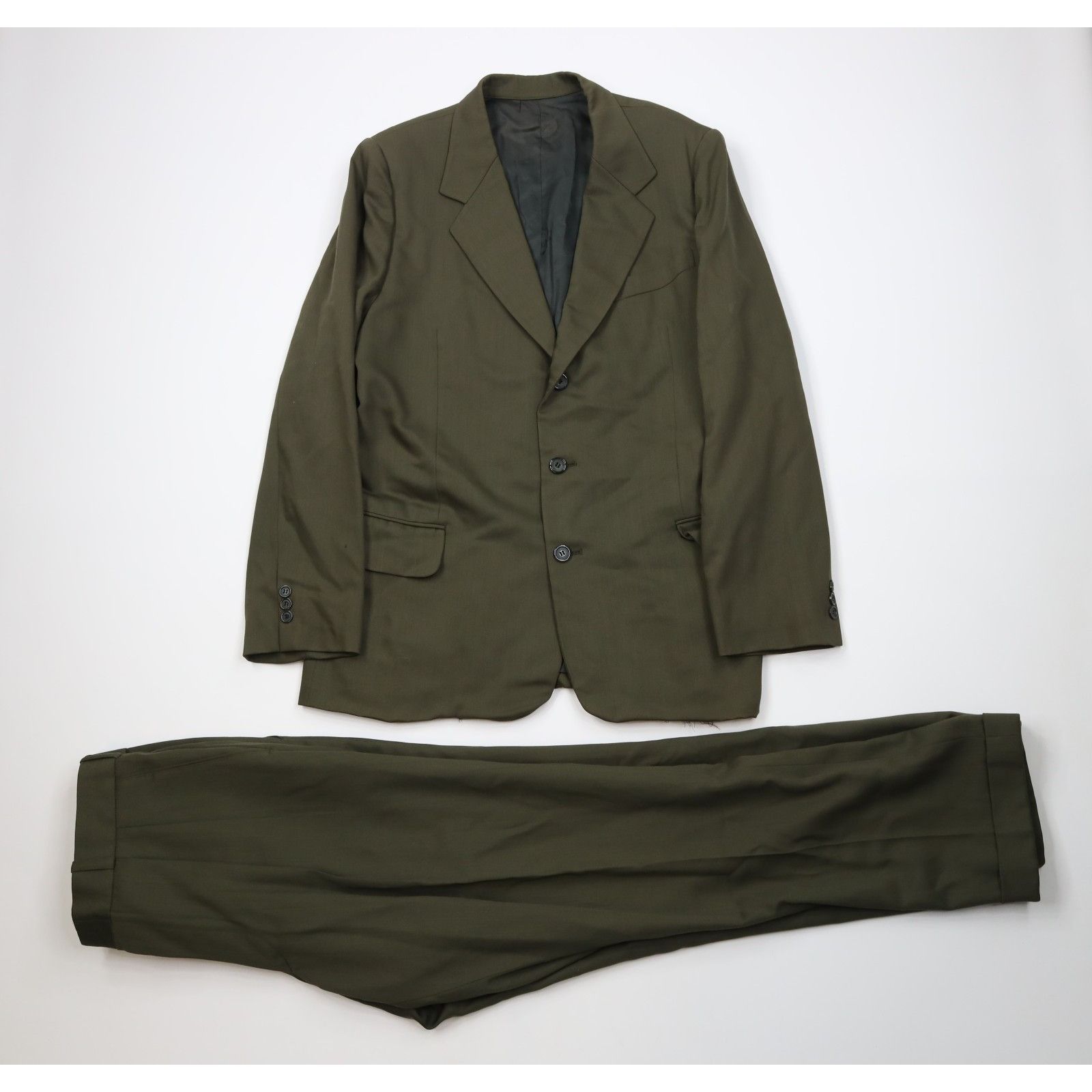 Vintage Vintage 90s Streetwear 2 Piece Rayon Gabardine Wool Suit Size 42R - 1 Thumbnail