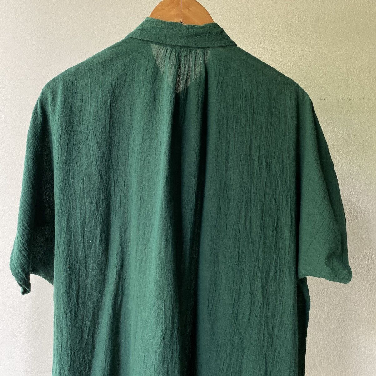 Issey Miyake Plantation Dark Green Pleated Short Sleeve Shirt Size M / US 6-8 / IT 42-44 - 11 Thumbnail
