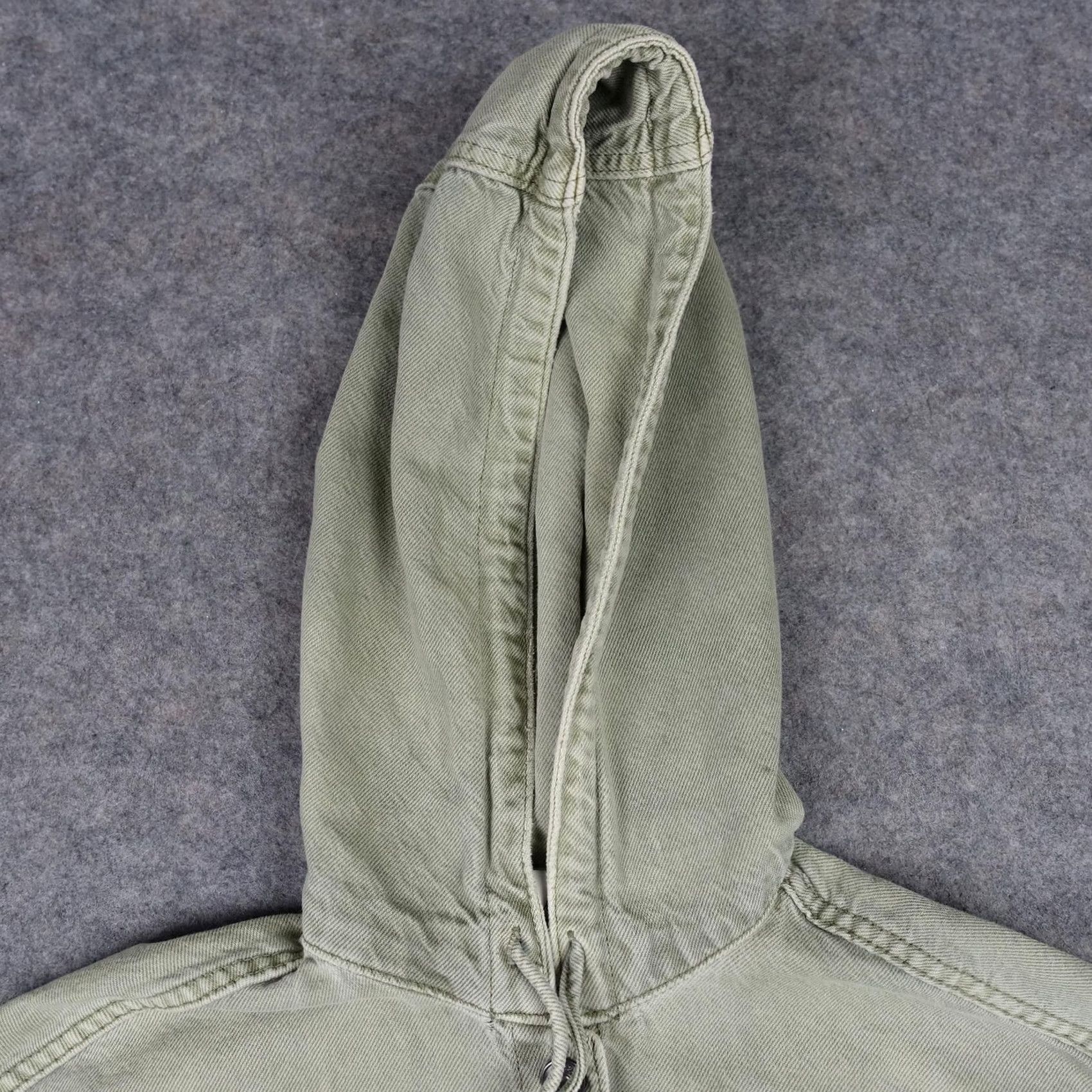 Zara VINTAGE Zara Jacket Womens Small Green Hooded Cropped Twill Snap Front Utility Pockets Size S / US 4 / IT 40 - 2 Thumbnail