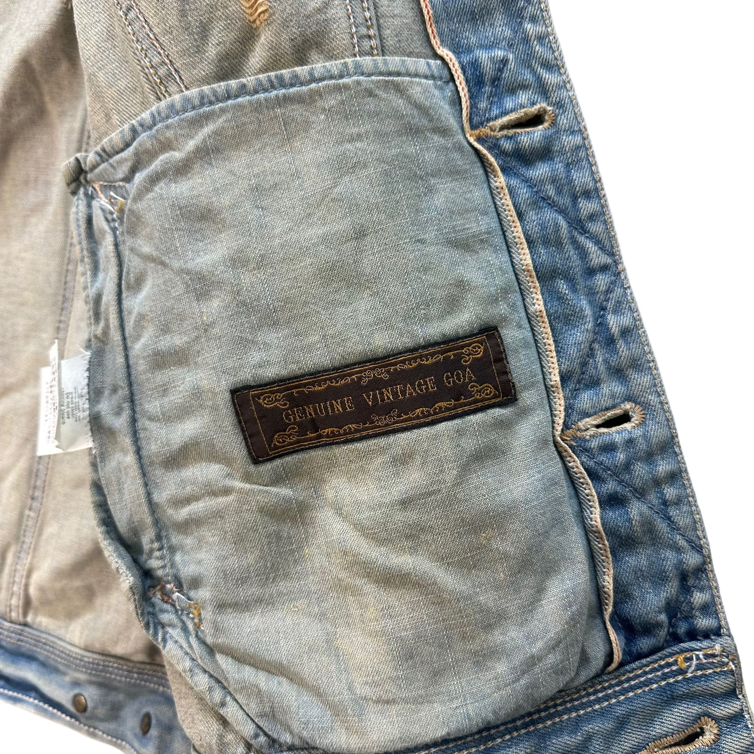 Japanese Brand GENUINE VINTAGE GOA DISTRESS FASHION DENIM JACKET #8764-025 Size US S / EU 44-46 / 1 - 11 Thumbnail