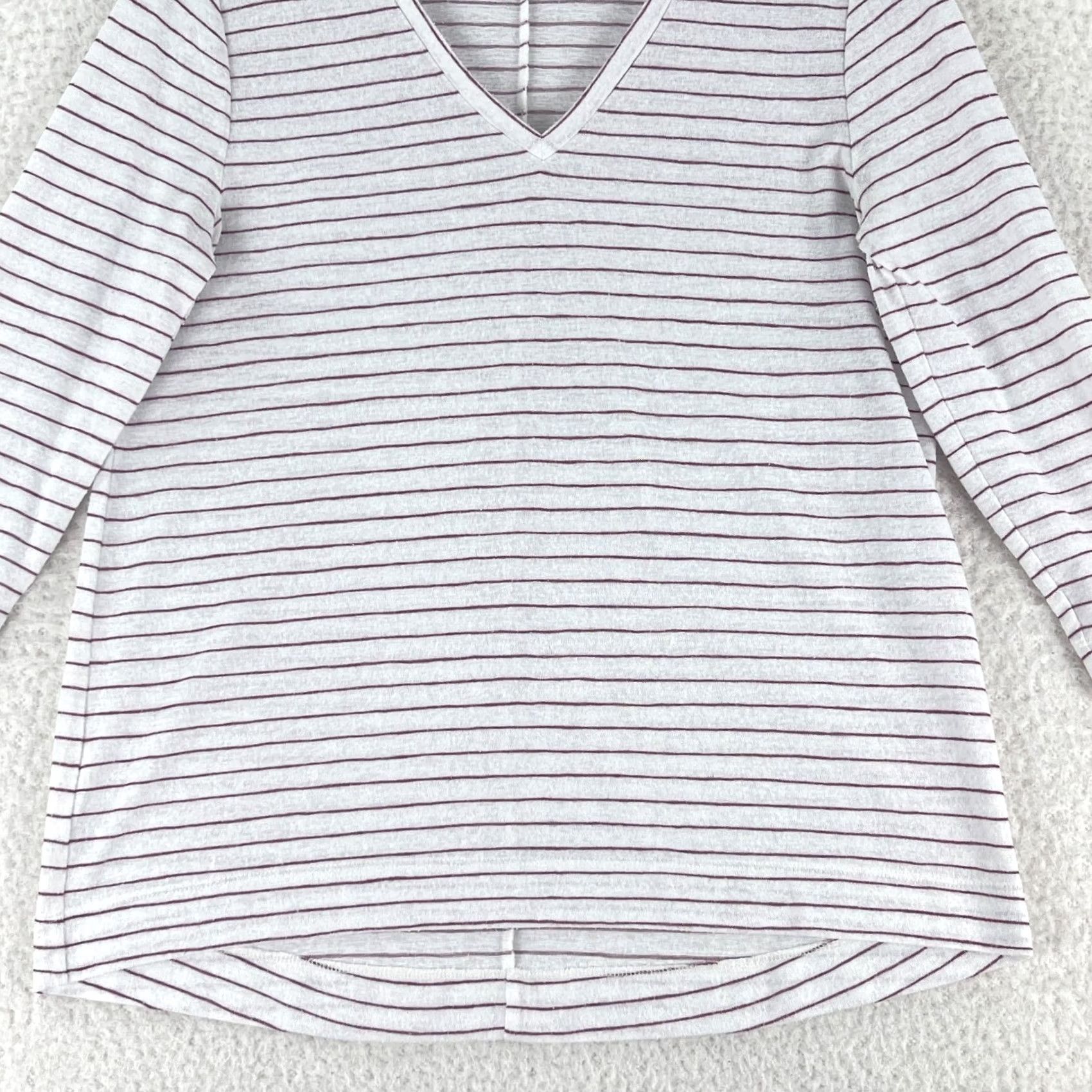 Loft LOFT White Stripe v-Neck Shirt Womens Long Sleeve Pullover Size M Casual Size M / US 6-8 / IT 42-44 - 5 Thumbnail