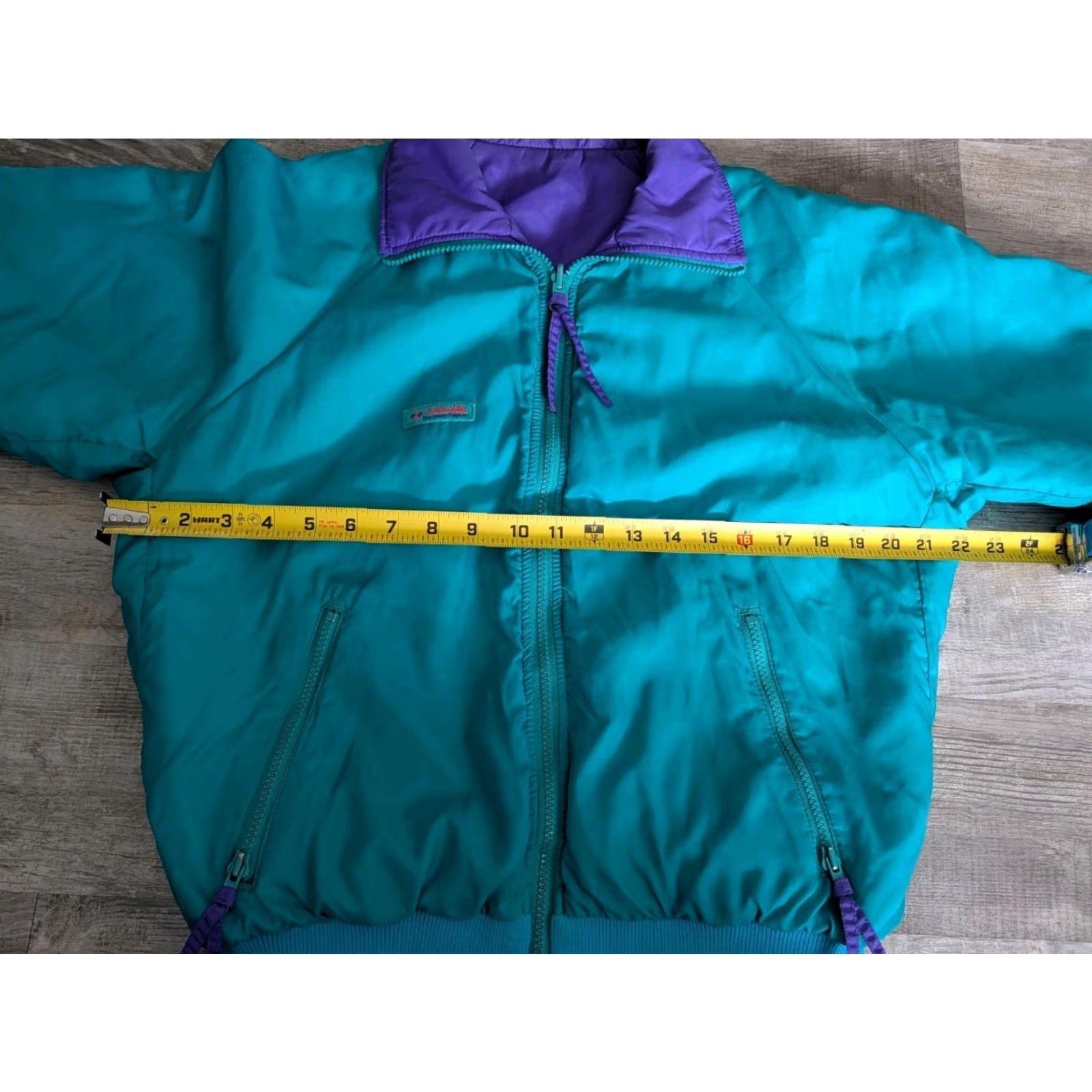 AQUA Vtg Columbia Jacket Women M Reversible Color-Block Purple Aqua Insulated Windbreaker Mid-Length Size M / US 6-8 / IT 42-44 - 6 Thumbnail