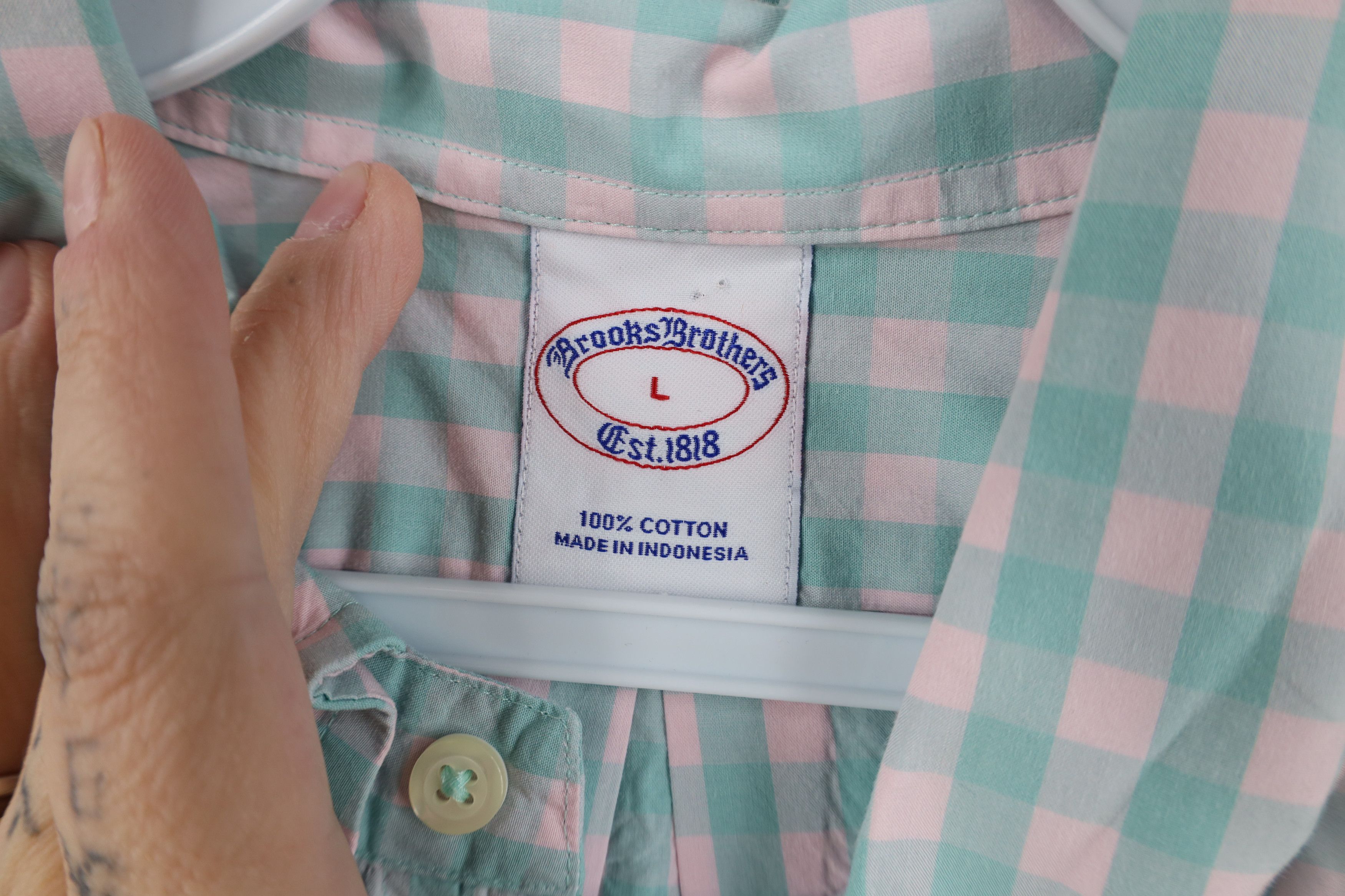 Brooks Brothers Brooks Brothers Cotton Button Down Shirt Pink Plaid OCBD Size US L / EU 52-54 / 3 - 4 Thumbnail