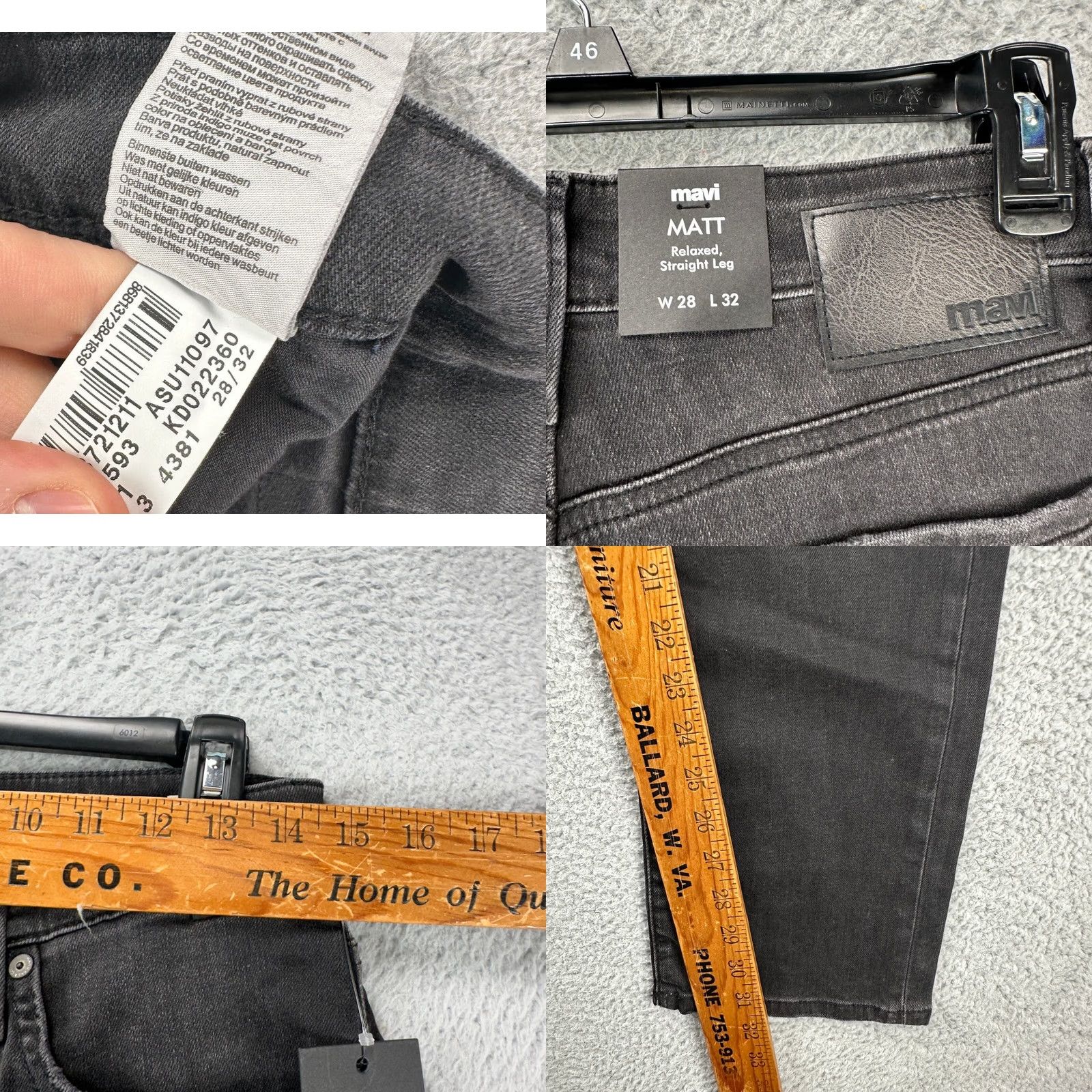 Mavi Mavi Matt Jeans Mens 28X32 Grey Relaxed Fit Straight Leg Denim NEW 5-Pocket Cotton Spandex Charcoal Wash Mens Jeans 28 Size US 28 / EU 44 - 8 Thumbnail