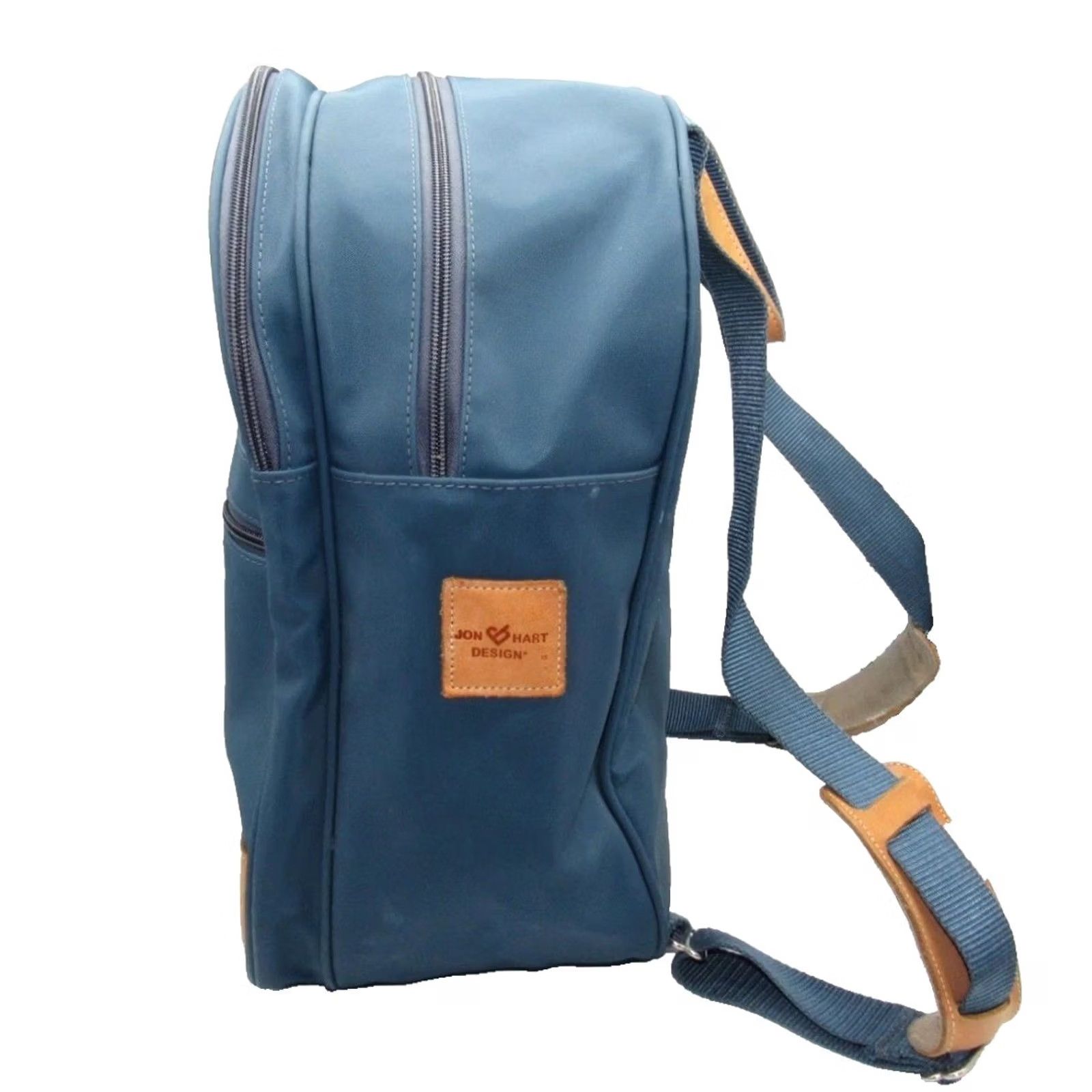 Vintage Jon Hart Backpack in Teal Blue Coated Canvas Leather Trim Size M / US 6-8 / IT 42-44 - 5 Thumbnail