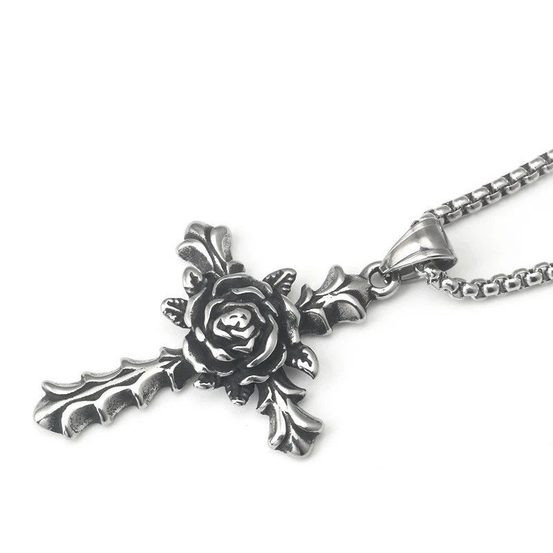 Jewelry Gothic Rose Cross Necklace Size ONE SIZE - 5 Thumbnail
