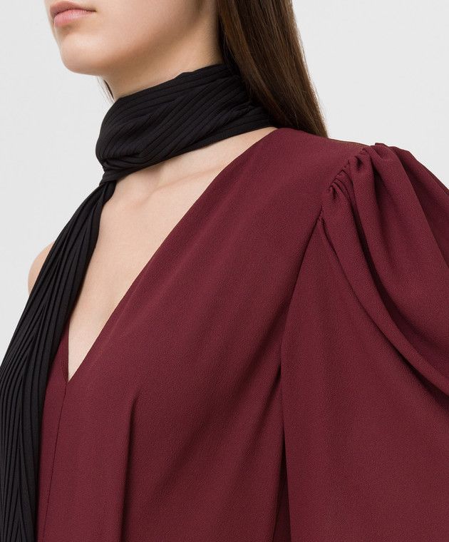 Givenchy o1y0925 Midi Dress in Burgundy/Black Size XS / US 0-2 / IT 36-38 - 5 Thumbnail