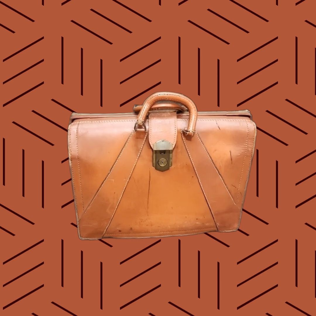Document VINTAGE Rexbilt Briefcase Brown Leather Business Accessory Document Bag USA Men Women Unisex 1950s Size ONE SIZE - 1 Thumbnail