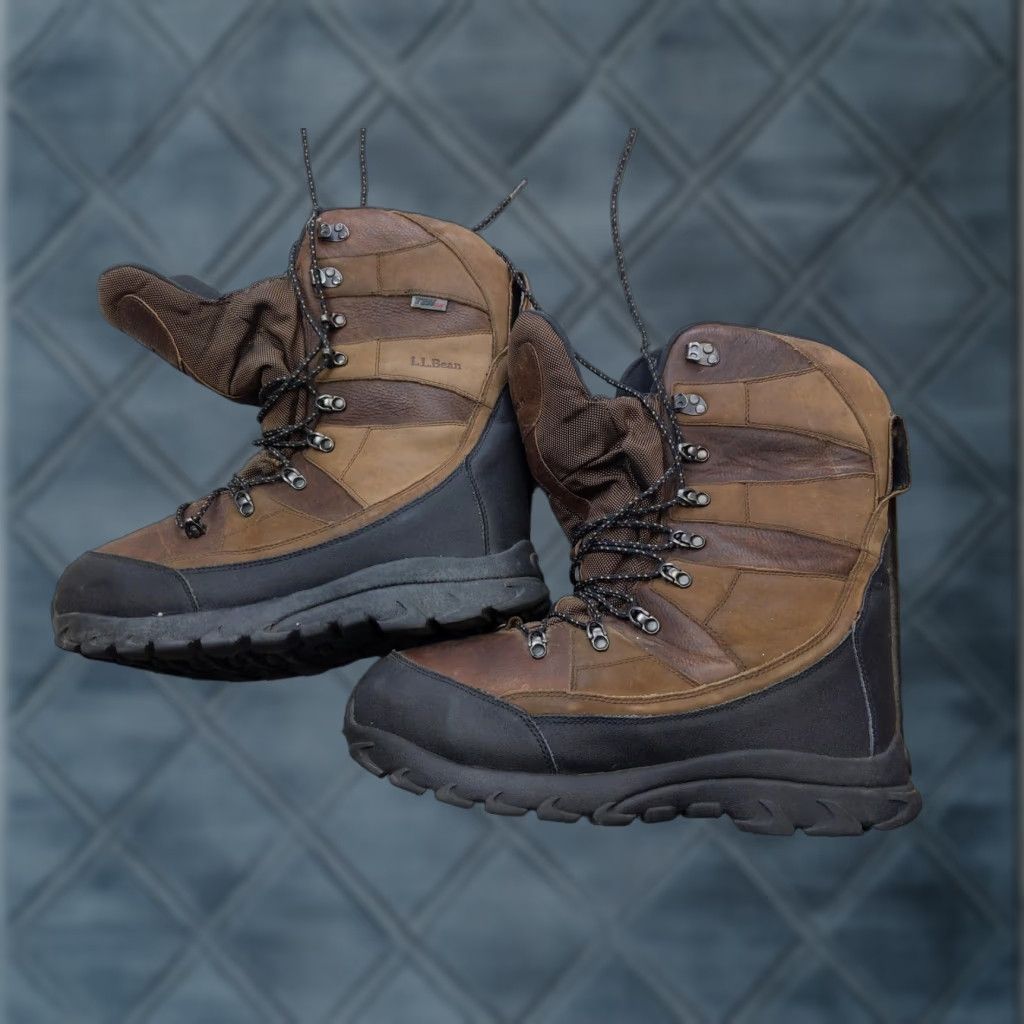 Vintage L.L. Bean Tek 2.5 Snow Boots Mens 12 Brown Leather Insulated Winter Outdoor Mid-Calf Boot Mens Shoes Leather Upper Rubber Outsole Lace Up M Size US 12 / EU 45 - 1 Thumbnail