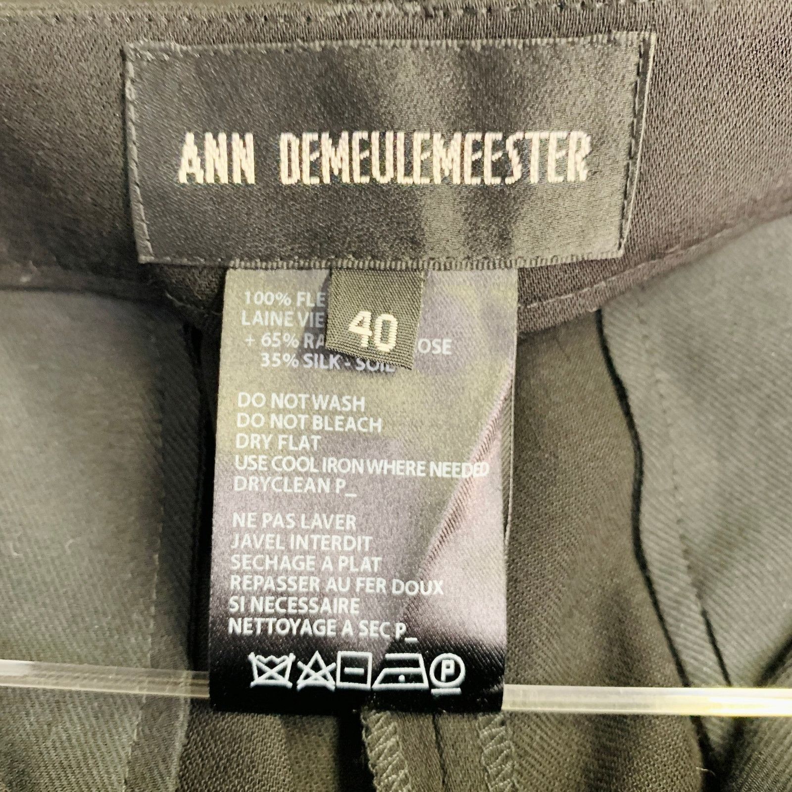 Ann Demeulemeester Size 8 Black Wool Flat Front Ankle Slit Dress Pants Size 30" / US 8 / IT 44 - 4 Thumbnail
