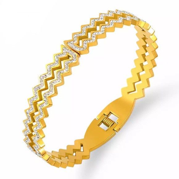 Other Women Full Zirconia Stainless Steel Hollow Bracelet (G) Size ONE SIZE - 1 Thumbnail