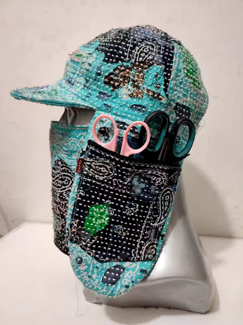Handmade Custom Made Distressed Patchwork Trapper Ninja Hats Boro Size ONE SIZE - 11 Thumbnail
