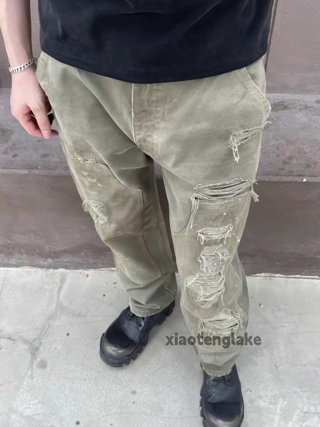 Designer × Japanese Brand × Vintage washed faded carpenter cargo workwear stain jeans Size US 34 / EU 50 - 3 Thumbnail
