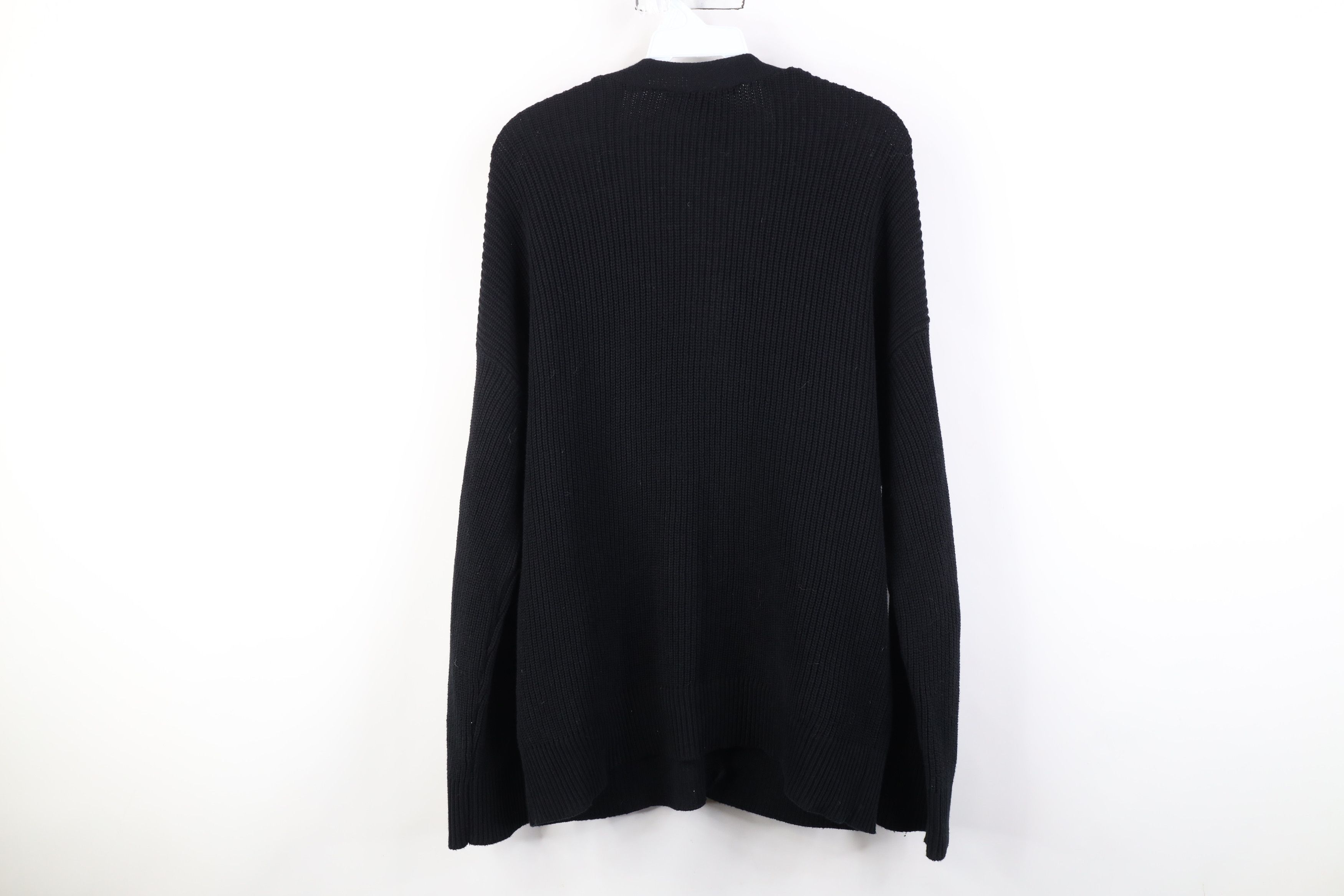 Vintage Hudson Jeans Blank Chunky Ribbed Knit Cardigan Sweater Black Size L / US 10 / IT 46 - 10 Thumbnail