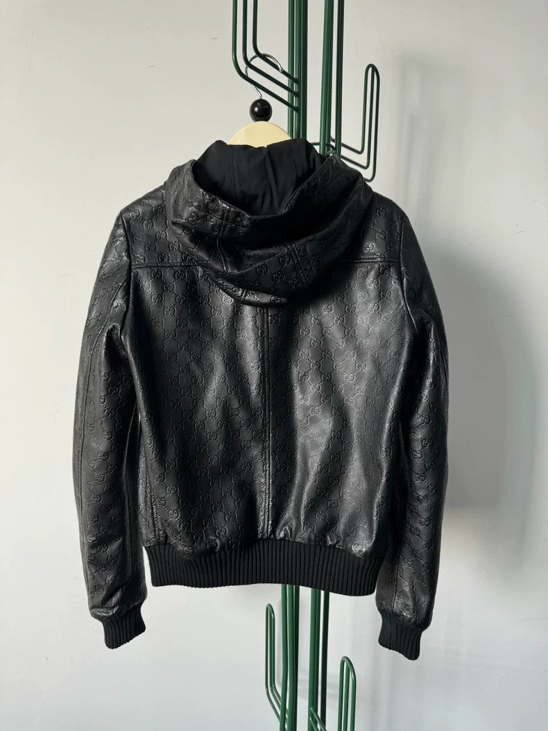 Gucci Gucci Full-print logo hooded leather jacket Size US XXS / EU 40 - 2 Thumbnail