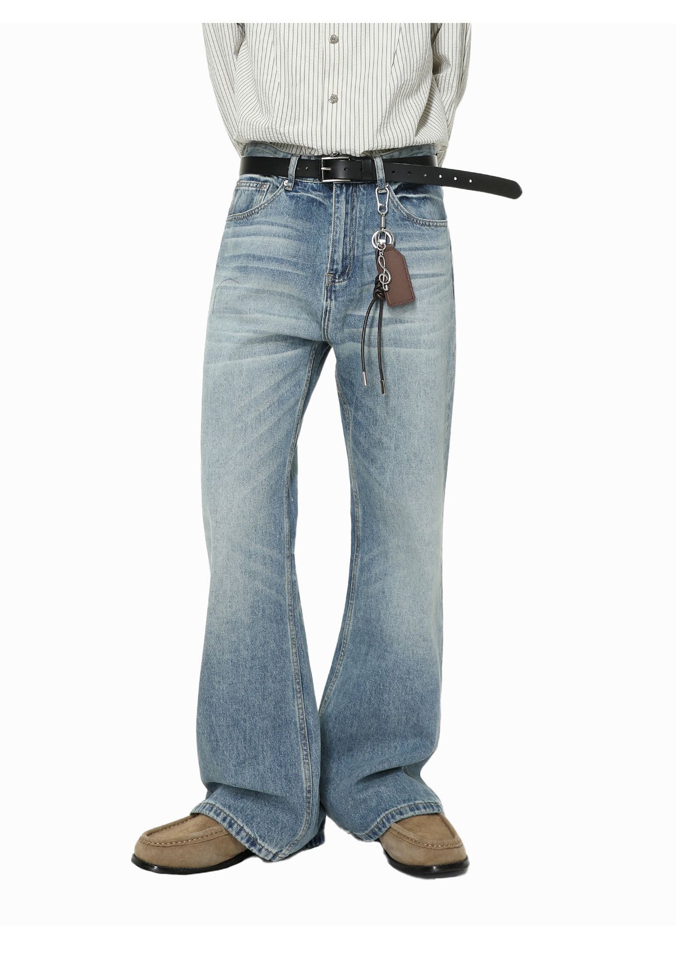 Vintage Japanese retro style Cleanfit washed flared distressed jeans Size US 32 / EU 48 - 1 Thumbnail
