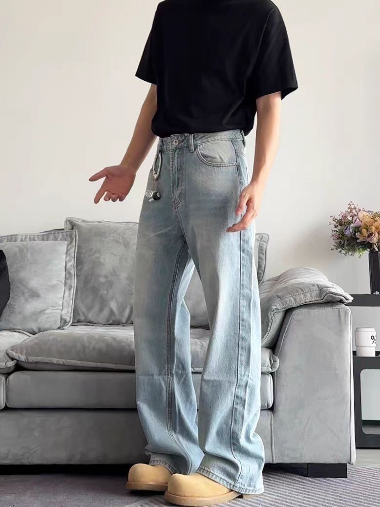 Japanese Brand × Vintage Washed Blue Relaxed Wide Leg Hip Hop Jeans Size US 28 / EU 44 - 3 Thumbnail