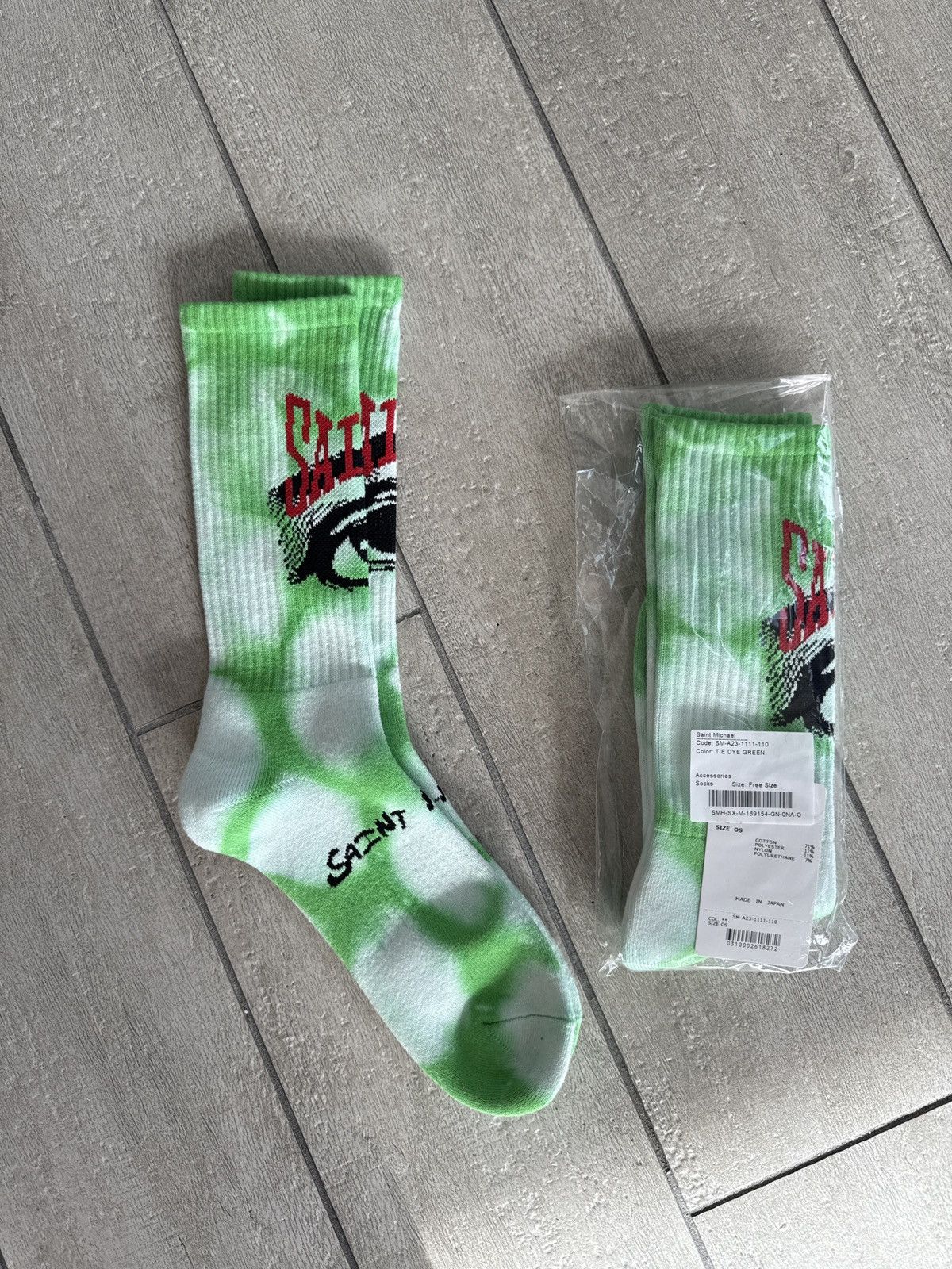 Saint Michael Saint Michael Tie-Dye Socks – Green – Free Size Size ONE SIZE - 3 Thumbnail