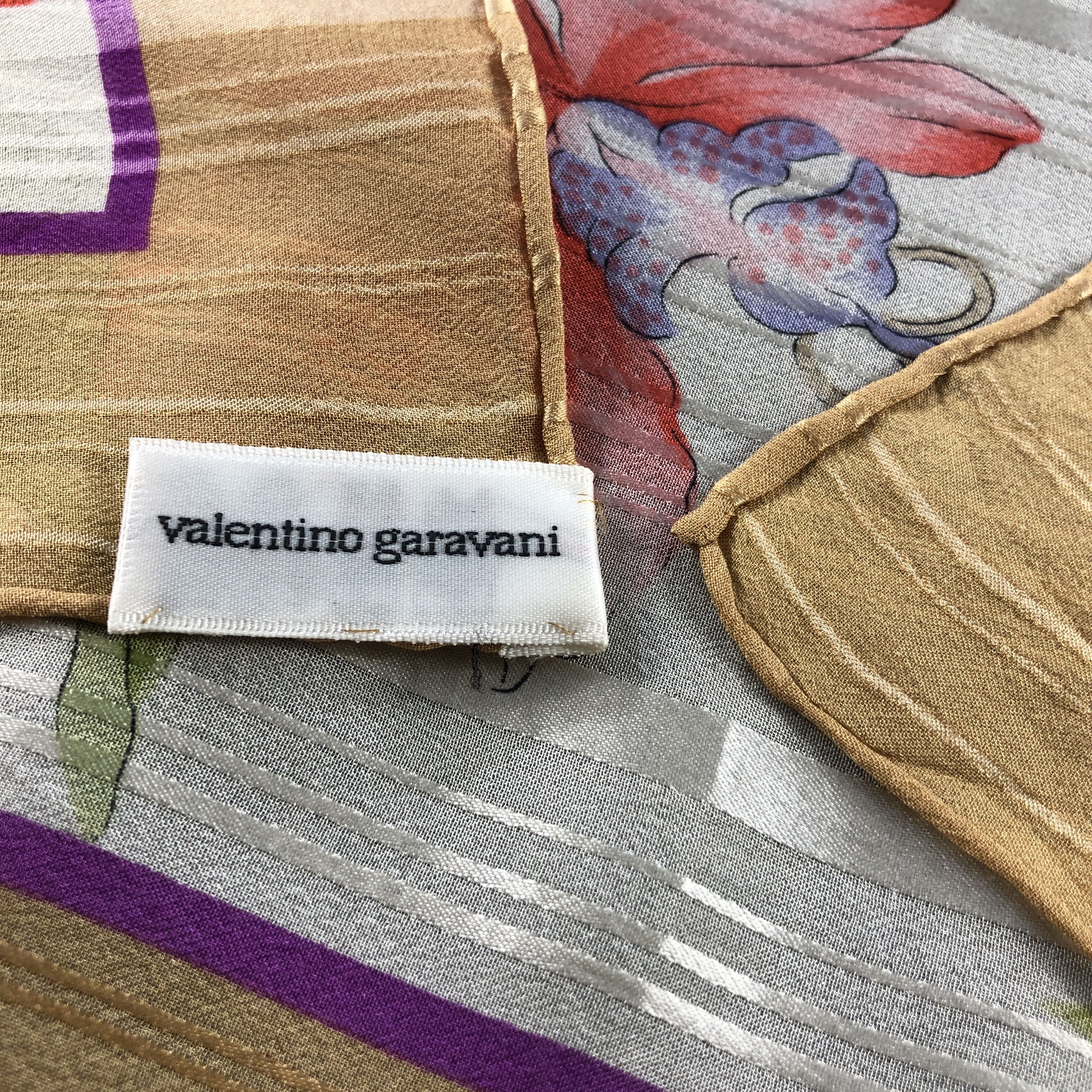 Vintage Vintage Valentino Garavani Floral Silk Scarf M1254 Size ONE SIZE - 5 Thumbnail