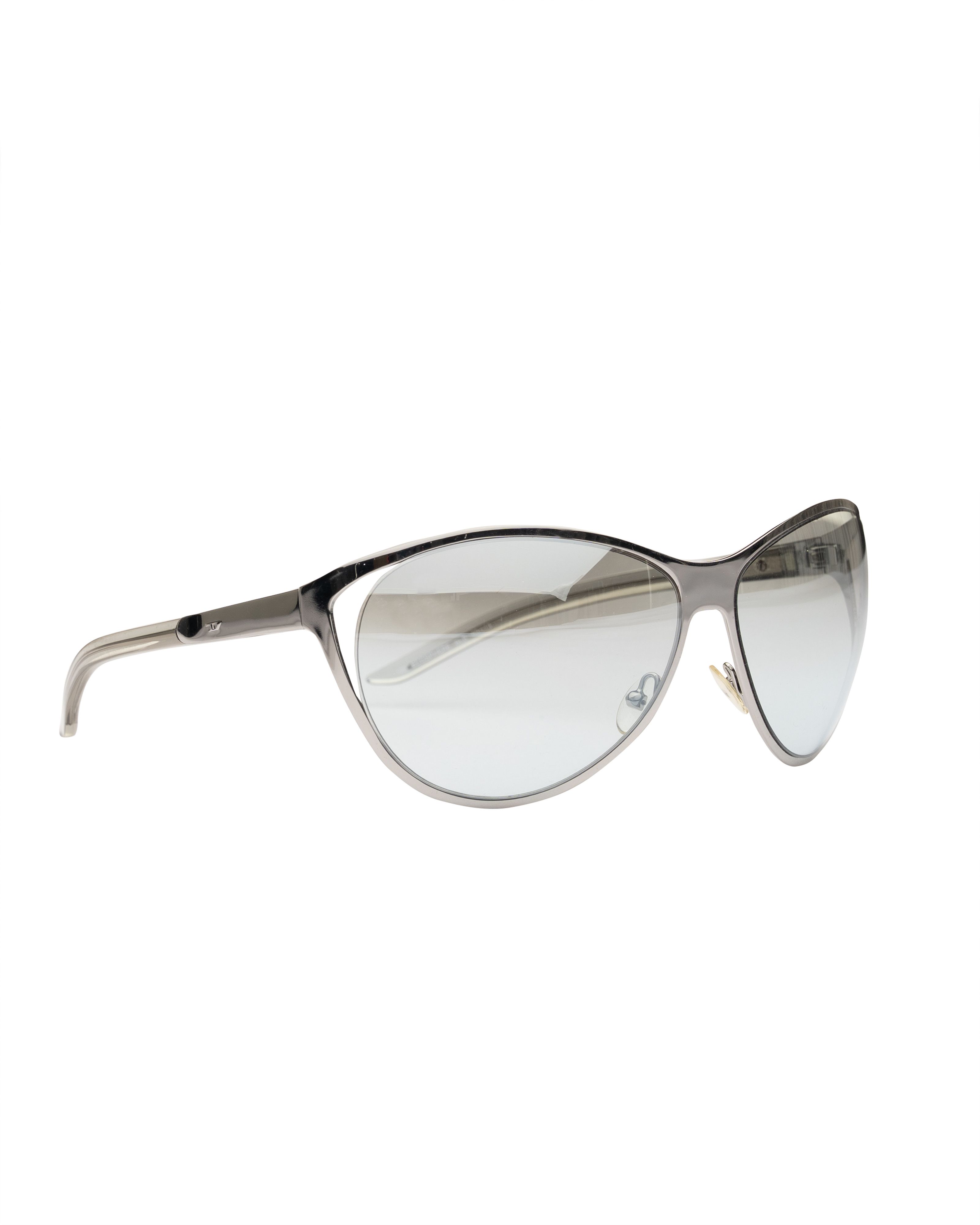 Diesel Diesel '00s Silver Cut-Outs Oversized Sunglasses Size ONE SIZE - 3 Thumbnail