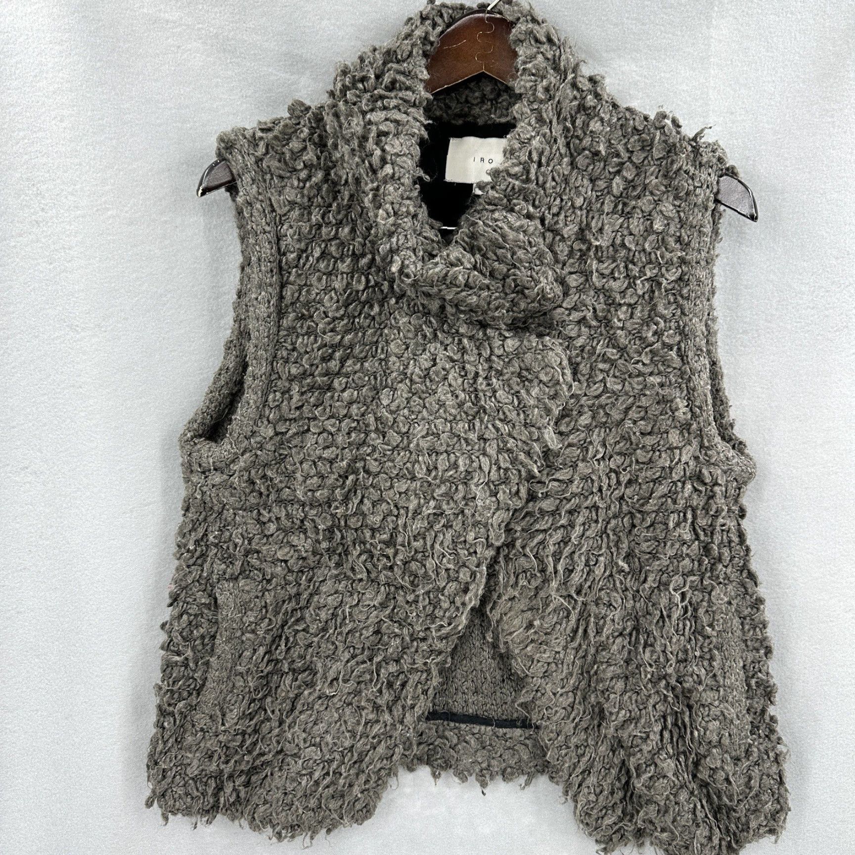 Iro IRO Vest Women's Medium 42 Catleen Chunky Teddy Bear Snap Taupe Boho Cottage Size M / US 6-8 / IT 42-44 - 4 Thumbnail
