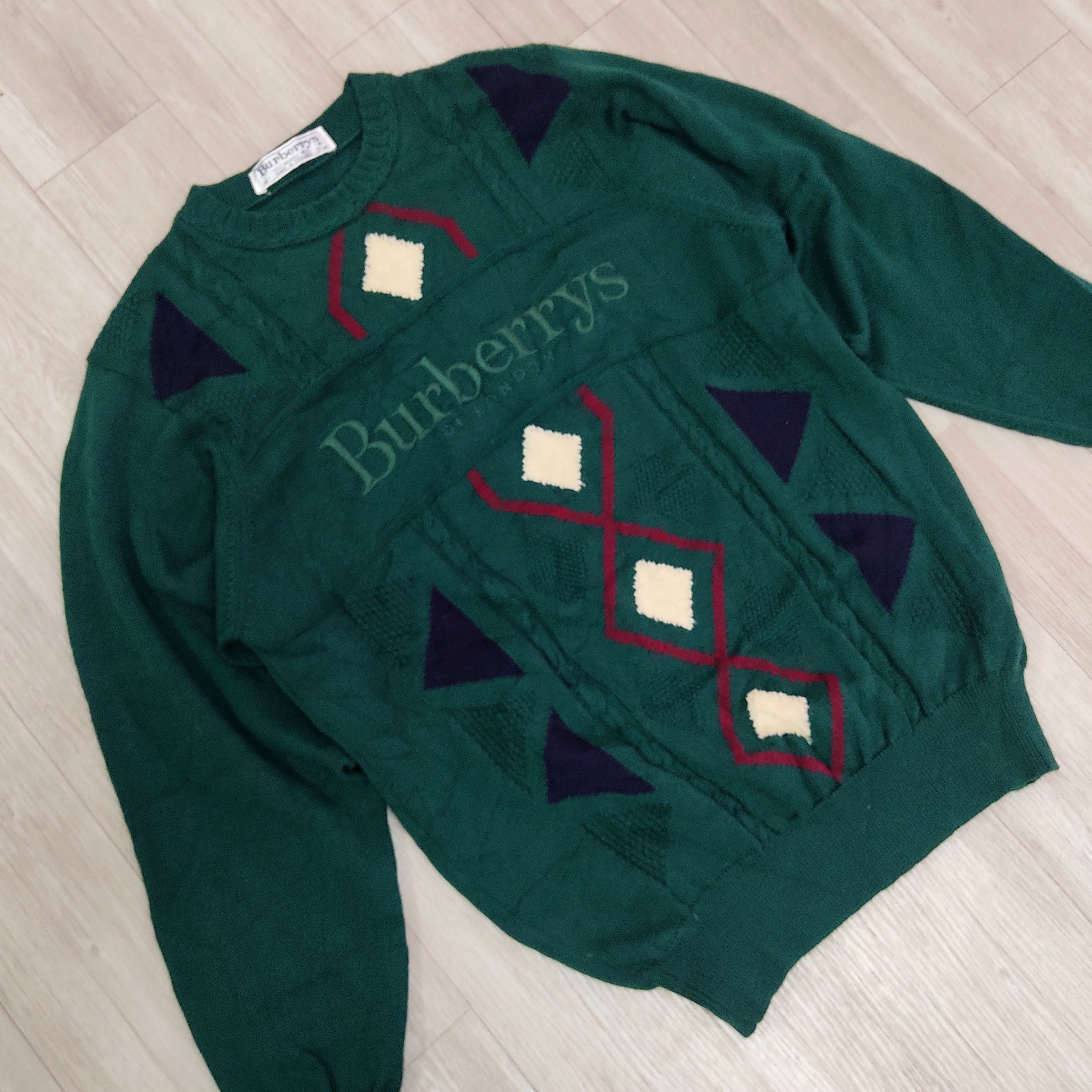 Aran Isles Knitwear × Burberry Vintage BURBERRYS LONDON Knit Merino Wool Sweater Size US M / EU 48-50 / 2 - 5 Thumbnail