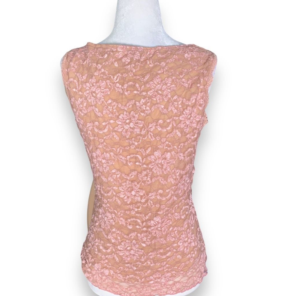 Vintage Vintage Ann Ferriday Pink Lace Tank Top Sleeveless Vneck Tie Size S / US 4 / IT 40 - 8 Thumbnail