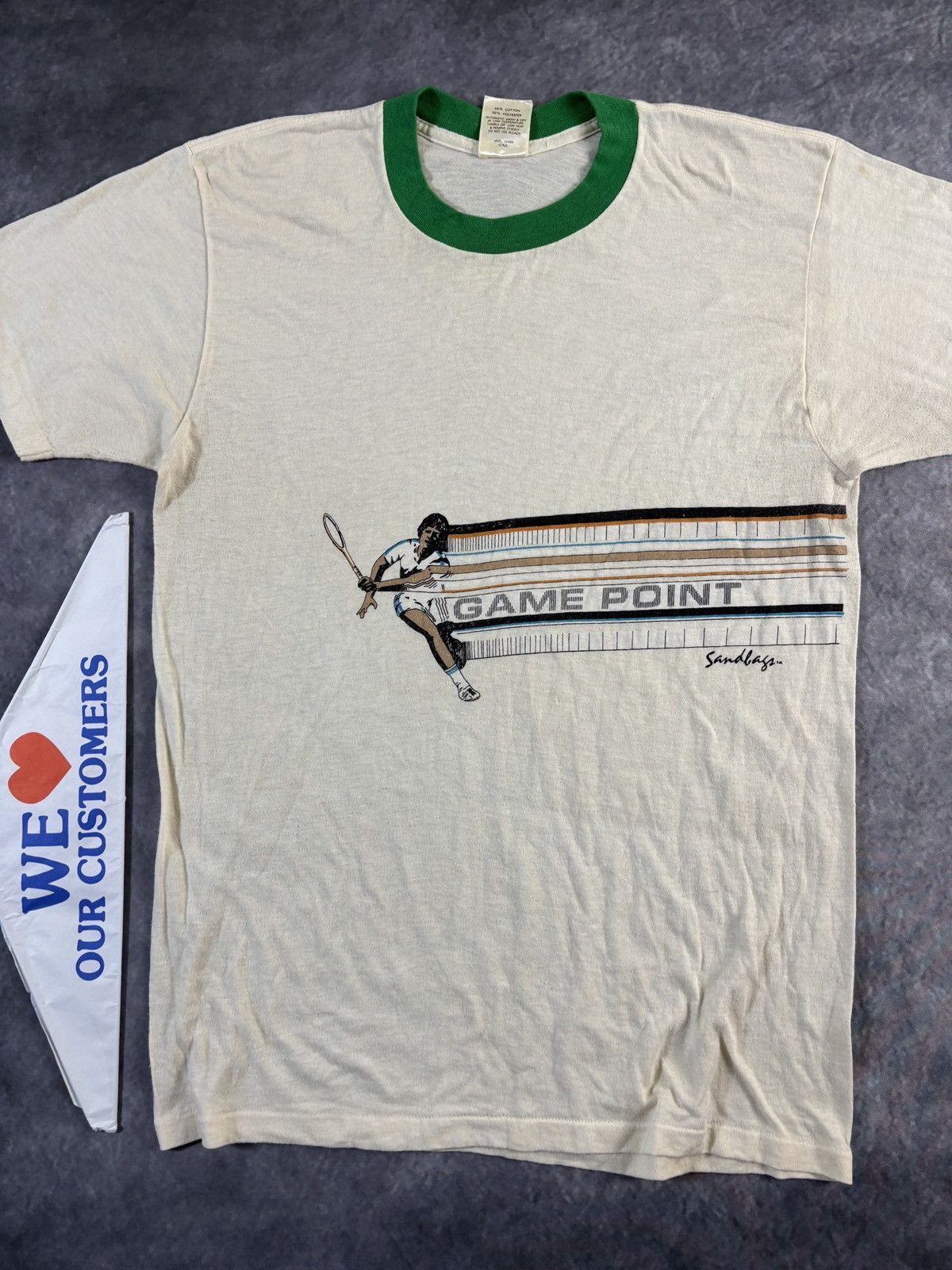 Vintage 1980s Sandbags California Tennis Vintage Ringer Tee Sports Size US M / EU 48-50 / 2 - 3 Thumbnail