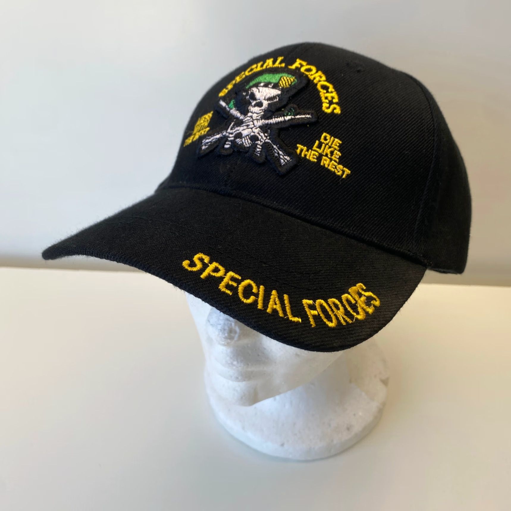 Vintage VINTAGE Elite Special Forces Hat Baseball Cap Men Adjustable Black 3D Skull Army USA 80s 90s Travel Casual Workwear Mens Size ONE SIZE - 2 Thumbnail