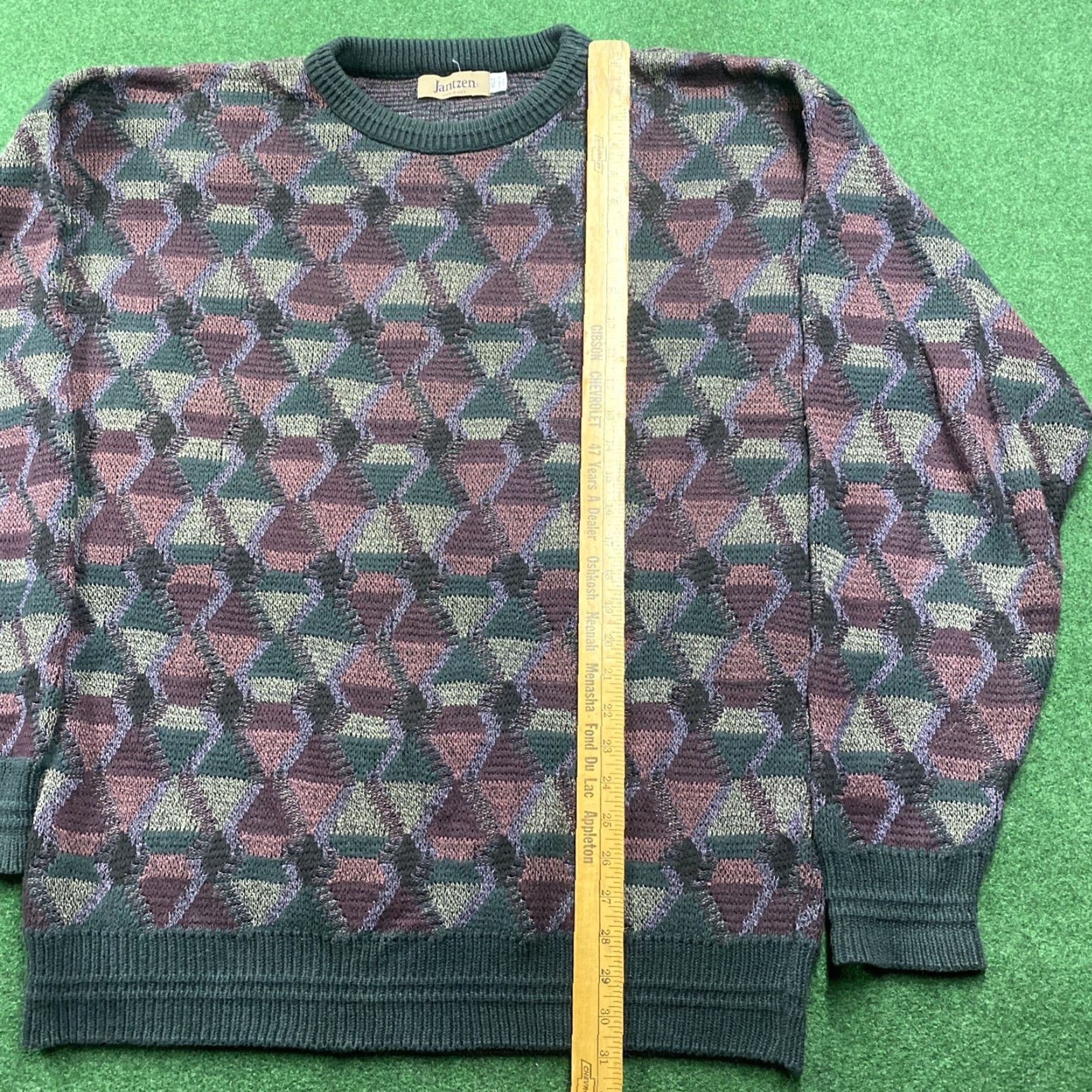 Jantzen VINTAGE Jantzen Sweatshirt Mens XL Gray 90S 3D Knit Argyle Logo USA Shirt Size US XL / EU 56 / 4 - 5 Thumbnail