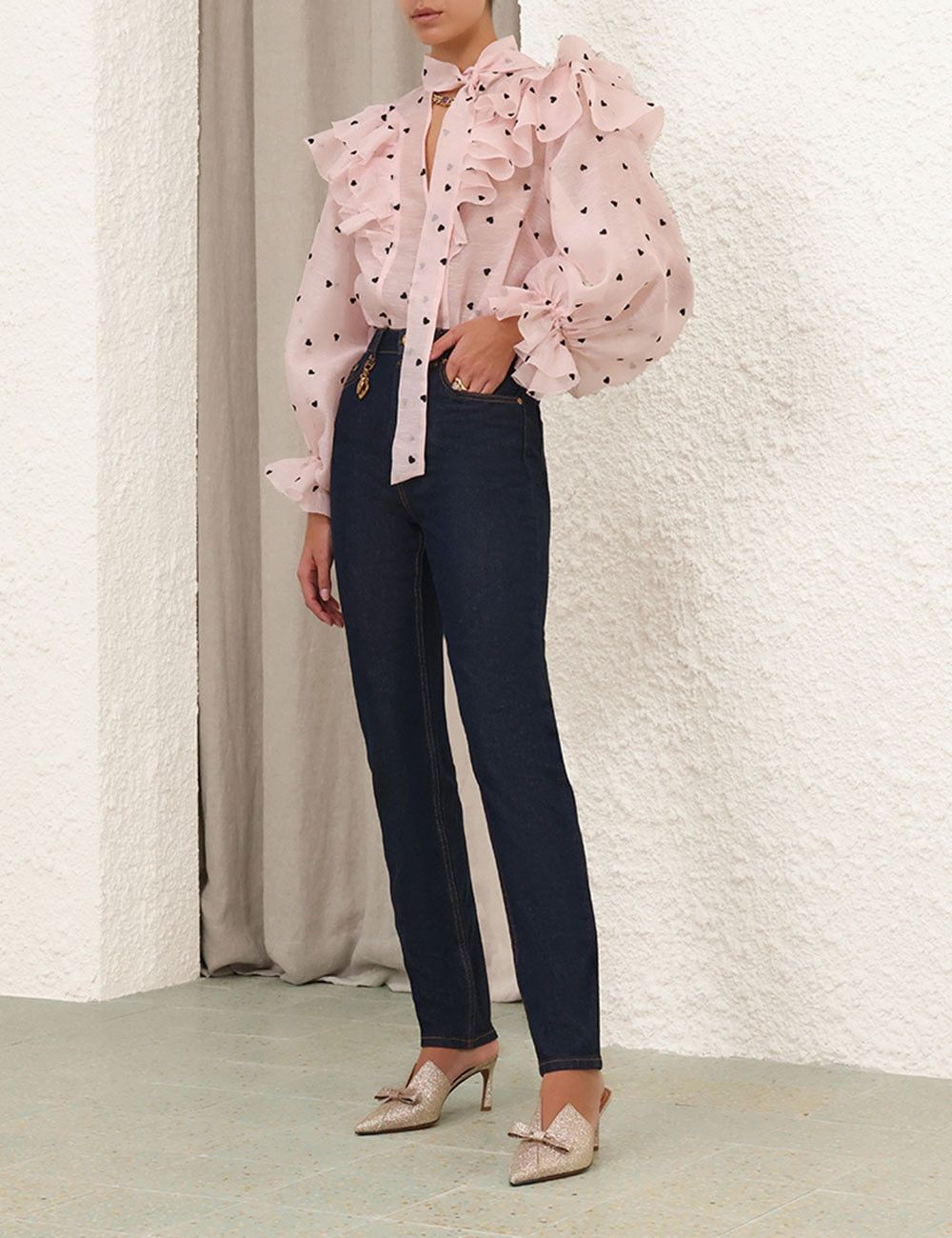 Zimmermann oc11z0925 Crush Embroidered Blouse in Pink Size XS / US 0-2 / IT 36-38 - 3 Thumbnail