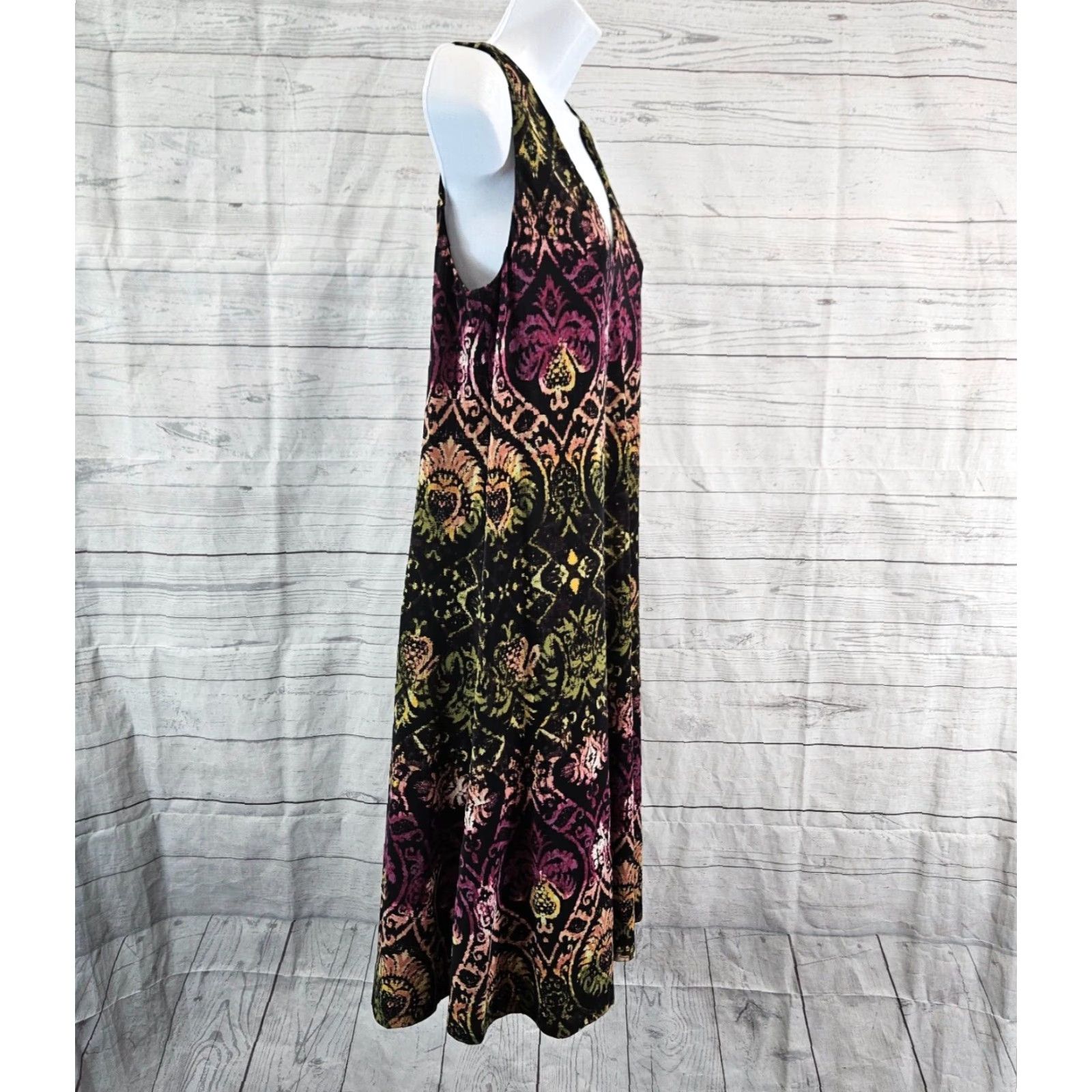 Anne Klein Anne Klein Dress Womens Sz 6 Printed Green Purple Sleeveless V-Neck Size M / US 6-8 / IT 42-44 - 3 Thumbnail