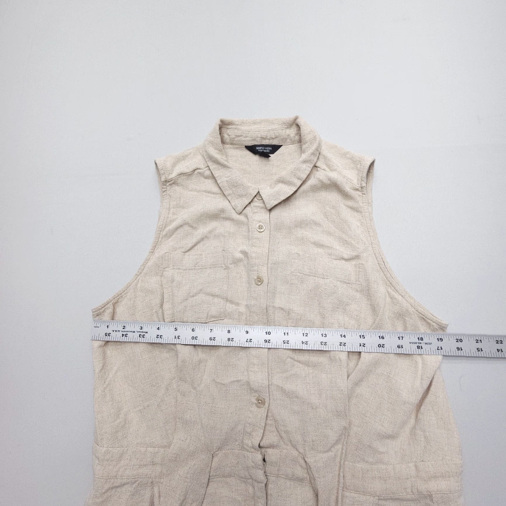 Vintage Simply Vera Vera Wang Jumpsuit Romper Women XL Beige Button Casual Minimalist Bohemian Size XL / US 12-14 / IT 48-50 - 7 Thumbnail