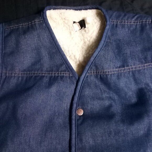 Sears Vintage Sears Roebucks Sherpa Fleece Lined Denim Vest Size US XL / EU 56 / 4 - 1 Thumbnail