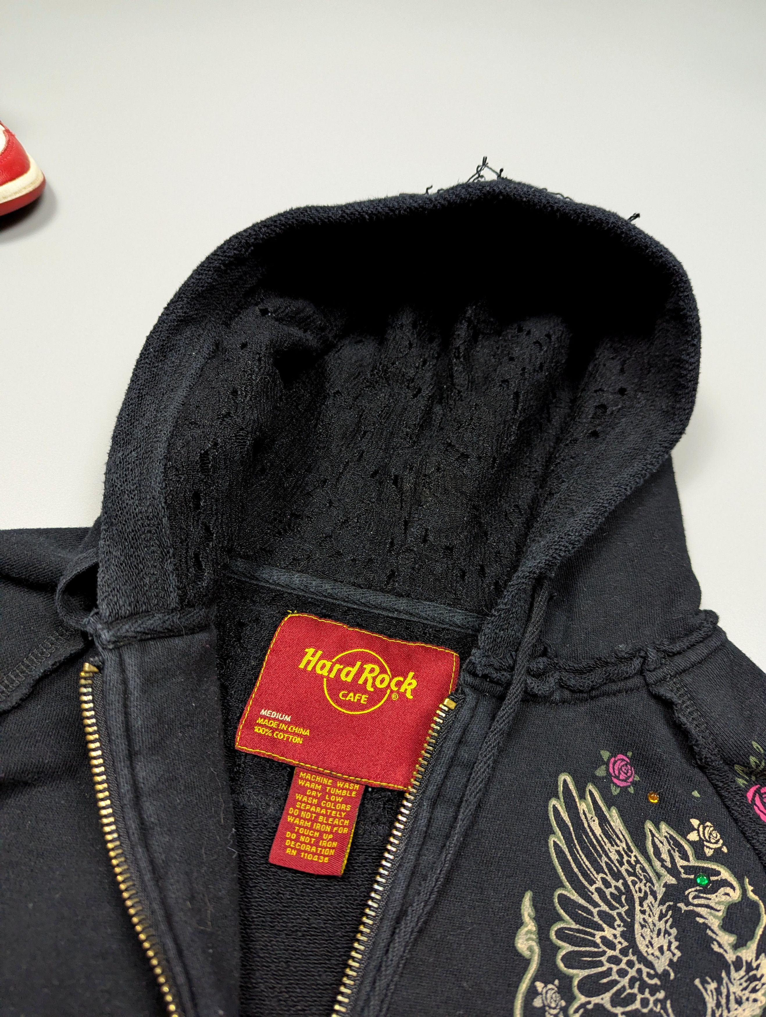 Hard Rock Cafe × Vintage HARD ROCK Cafe Women's Y2k Gothic Fitted Rock Hoodie Size M / US 6-8 / IT 42-44 - 7 Thumbnail