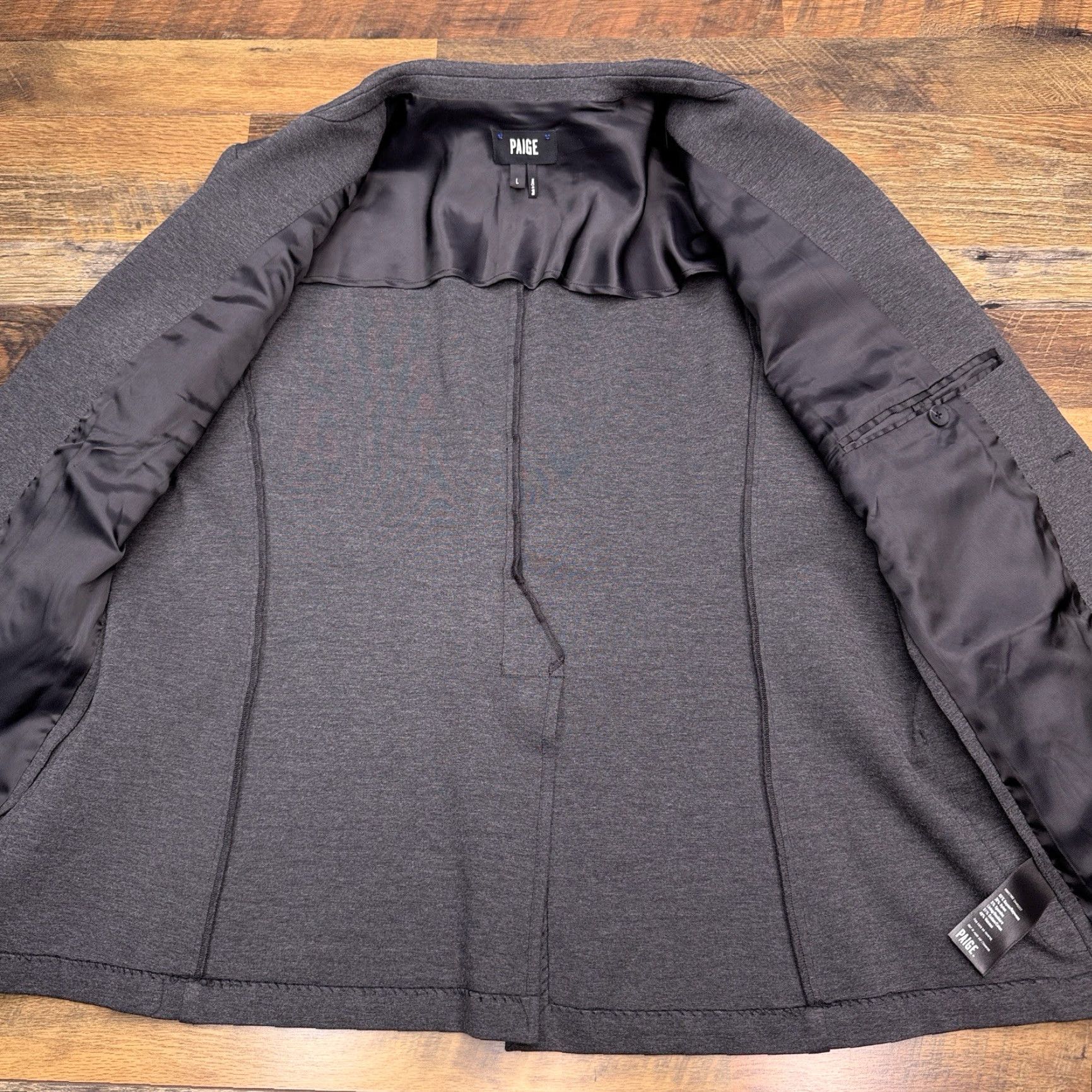 Paige Paige Sport Coat Mens Large Iced Black Stretch Blazer - Classic, Single-Breasted, Notch Lapel, 2-Button Front, Dry Clean Only, Regular Fit Size 42R - 3 Thumbnail