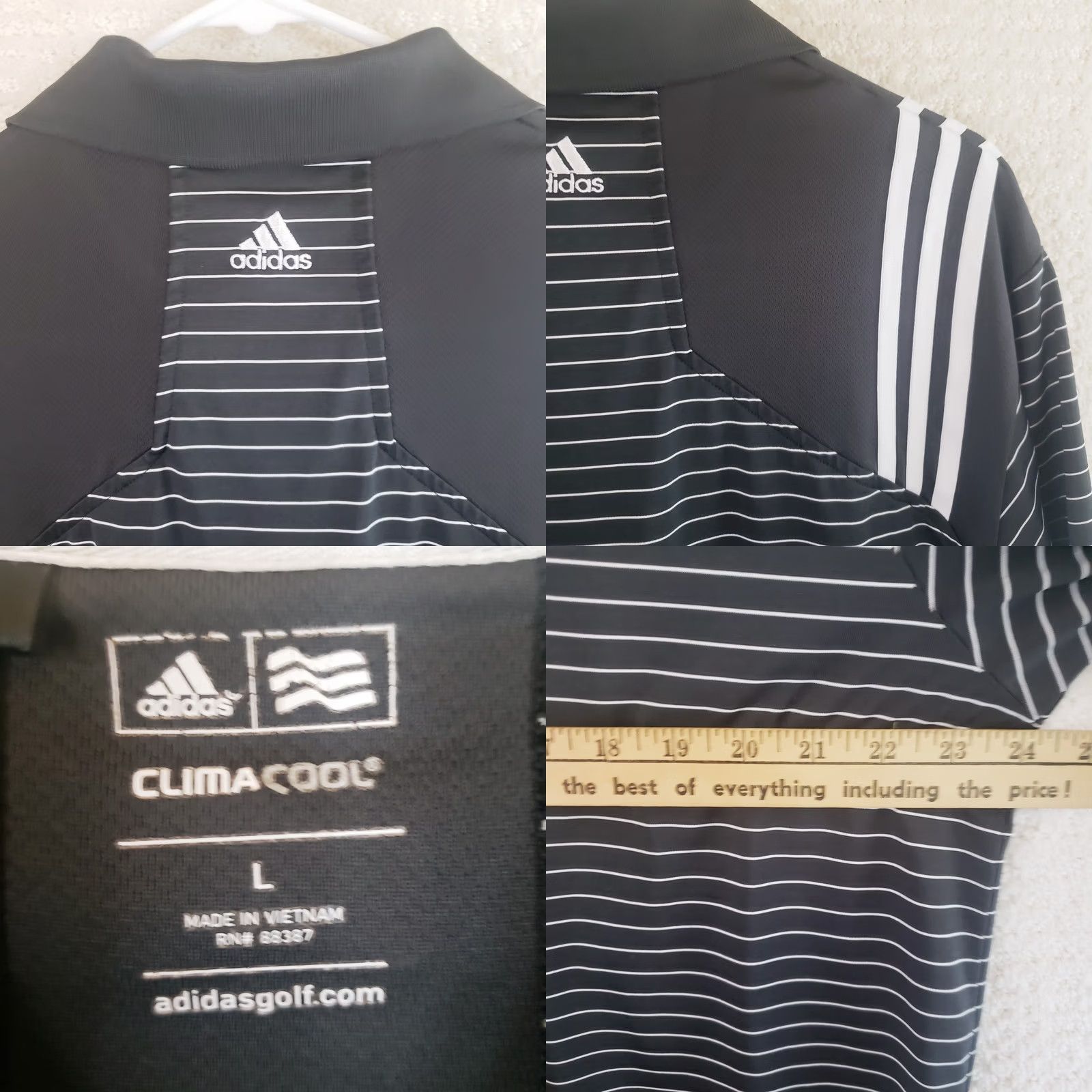 Adidas Adidas Polo Shirt Mens L Black Striped Chest Logo Golf Climacool Short Sleeve Regular Fit Shirt Mens Size US L / EU 52-54 / 3 - 9 Thumbnail