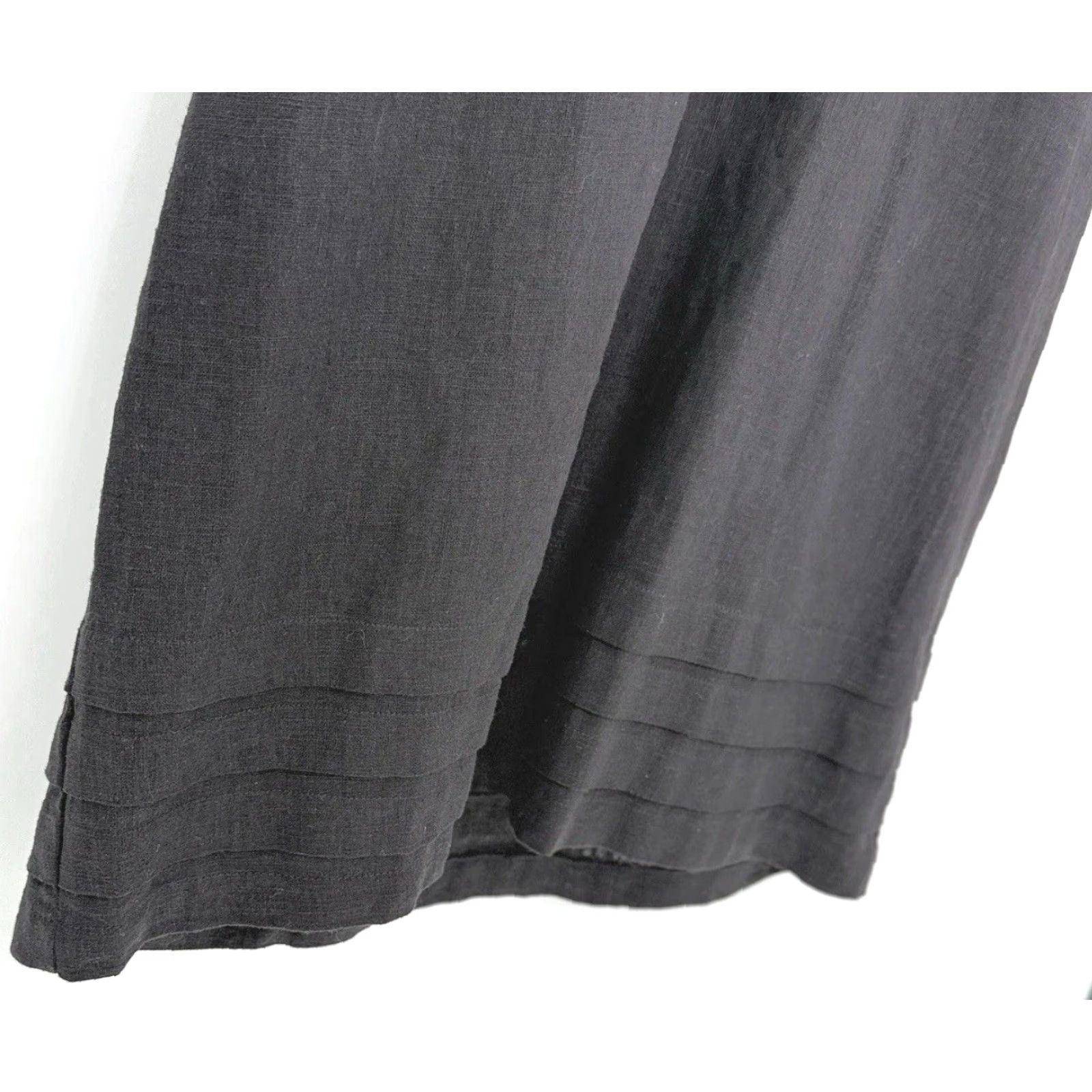 Nicole Miller Nicole Miller Women’s Linen Blend Black Dress Shirt Dress V-Neck Short Sleeve Ruffle Boho Preppy Size S / US 4 / IT 40 - 4 Thumbnail